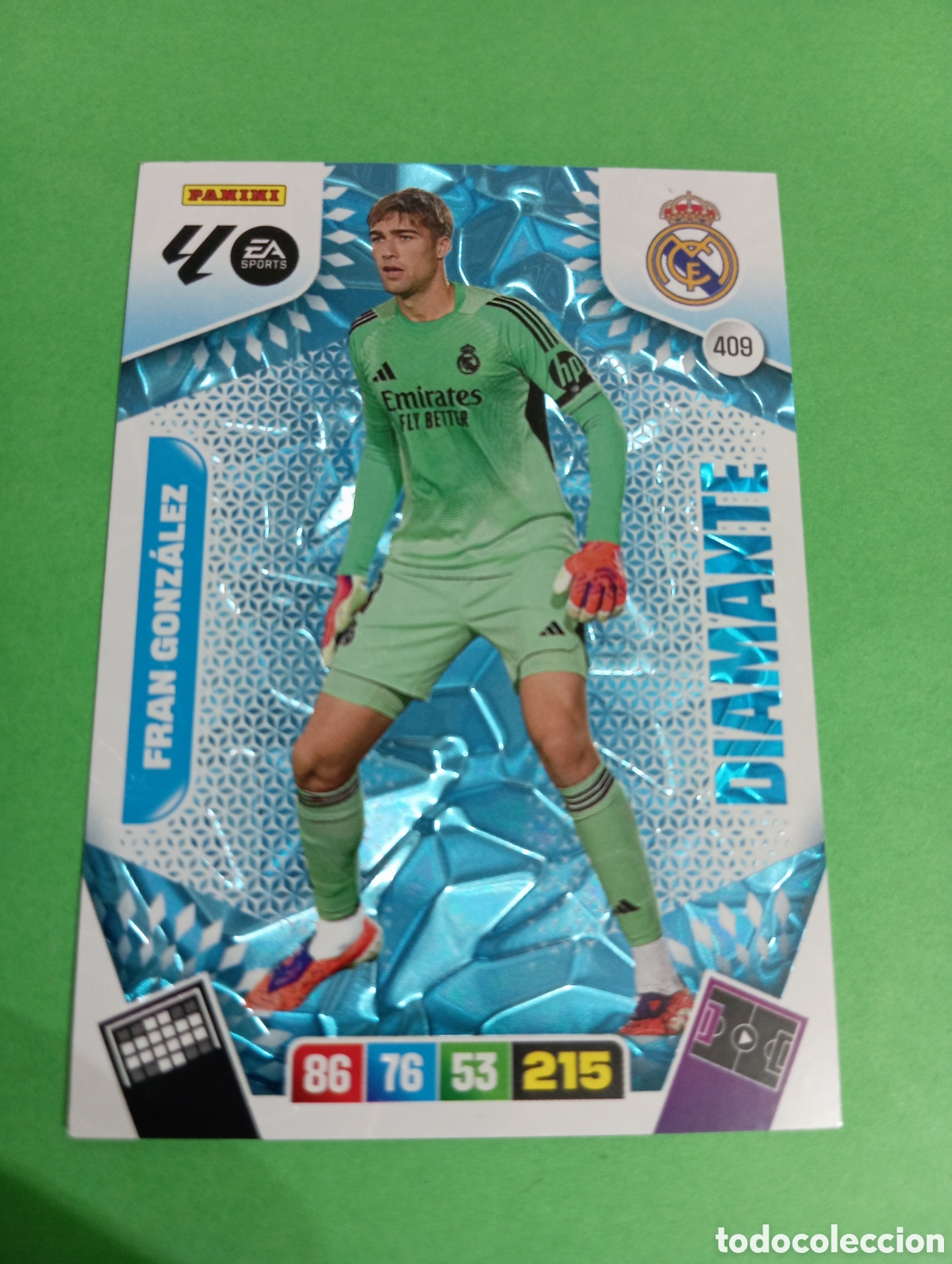 Cromos de f&uacute;tbol: Fran Gonz&aacute;lez Real Madrid DIAMANTE n&deg;409 / PANINI ADRENALYN XL LA LIGA 2025/2026