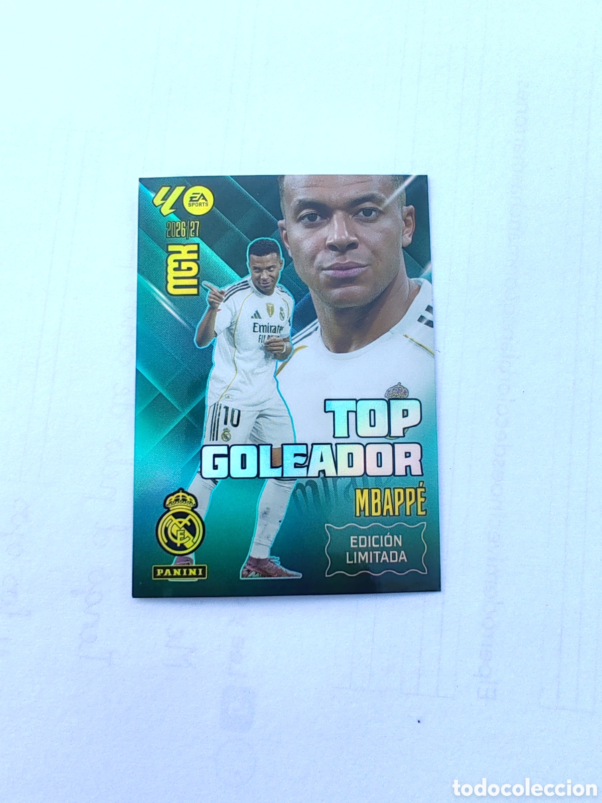 Cromos de Futebol: Carta MEGACRACKS 26/27. NUEVO. TOP GOLEADOR MBAPPE REAL MADRID. PANINI