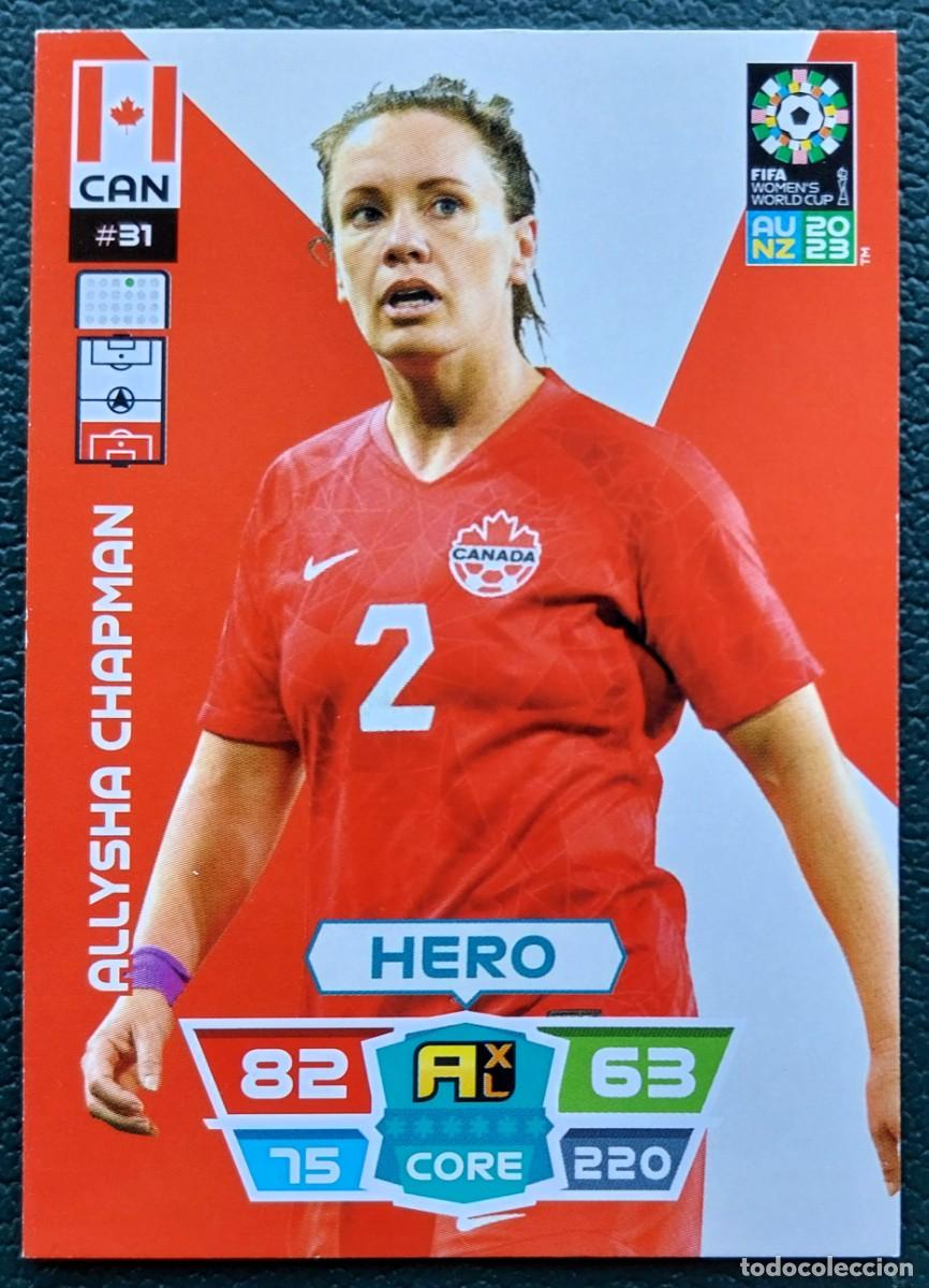 Cartes &agrave; collectionner de Football: 31 ALLYSHA CHAPMAN CANADA FICHAS ALBUM ADRENALYN FEMENINO MUNDIAL WOMEN'S WORLD AU NZ 2023