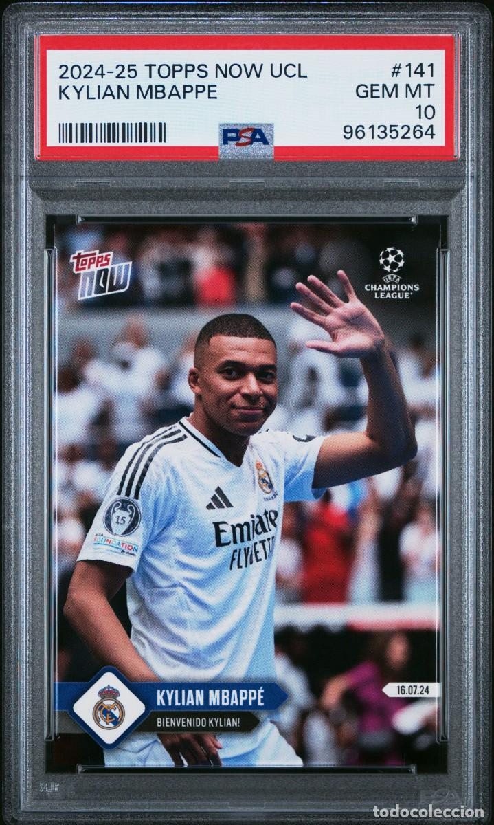 Cromos de f&uacute;tbol: Kylian Mbappe #141 Real Madrid Topps Now UCL 2024 2025 PSA 10