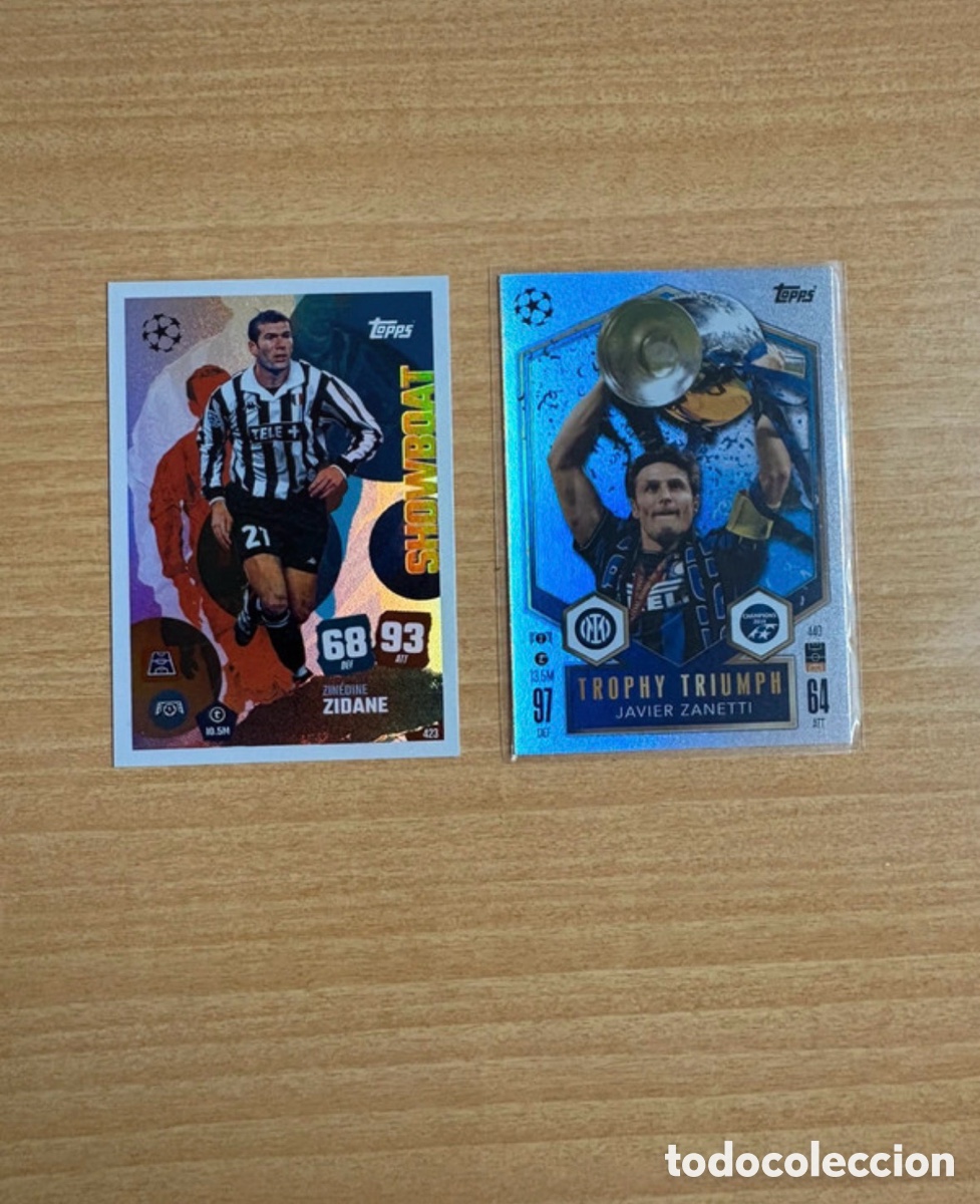 Cromos de f&uacute;tbol: Pack de cartas Zidane y Zaneti topps champions league