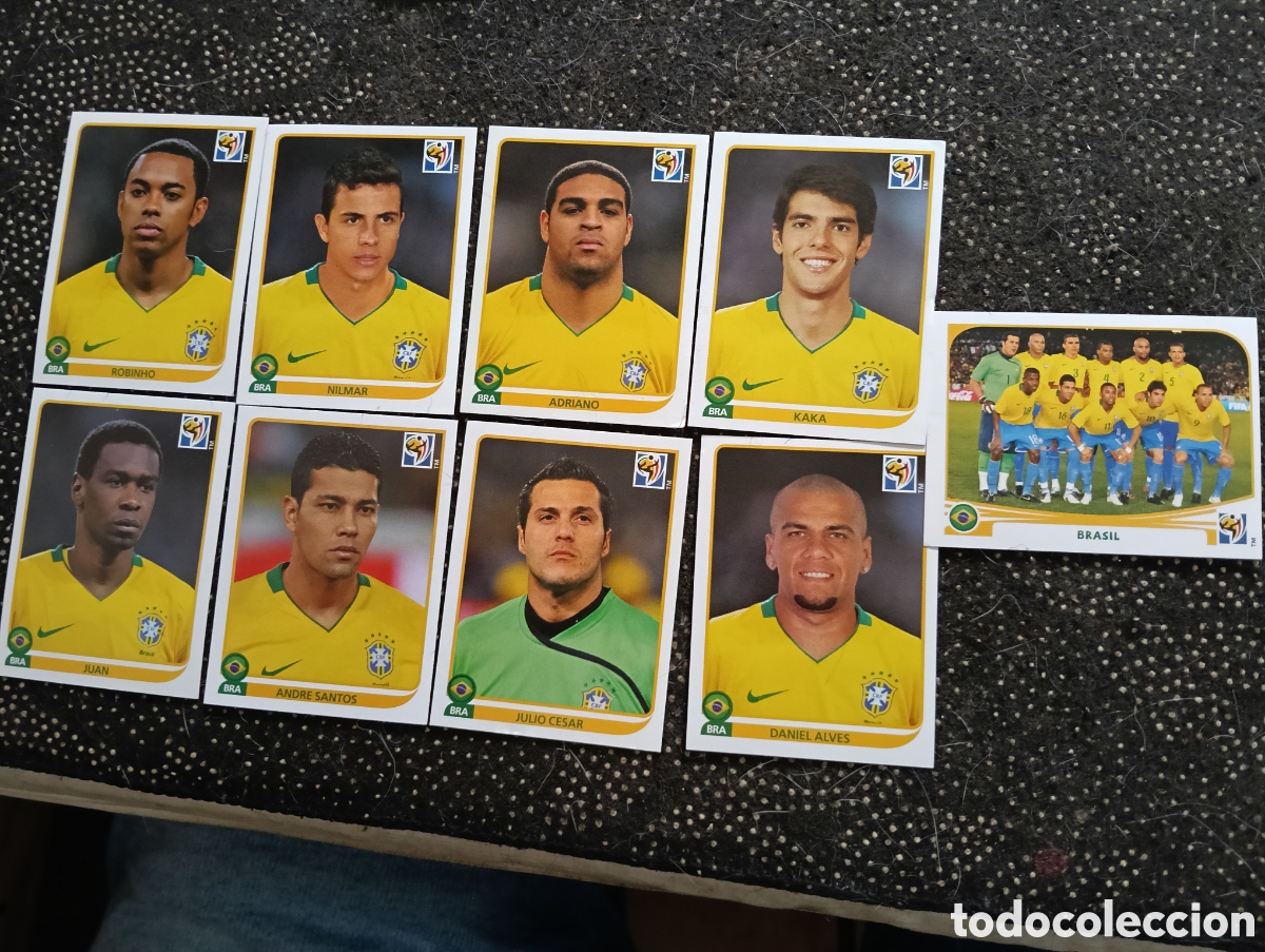 Cromos de f&uacute;tbol: Lote de 9 cromos Seleccion de Brasil mundial 2010