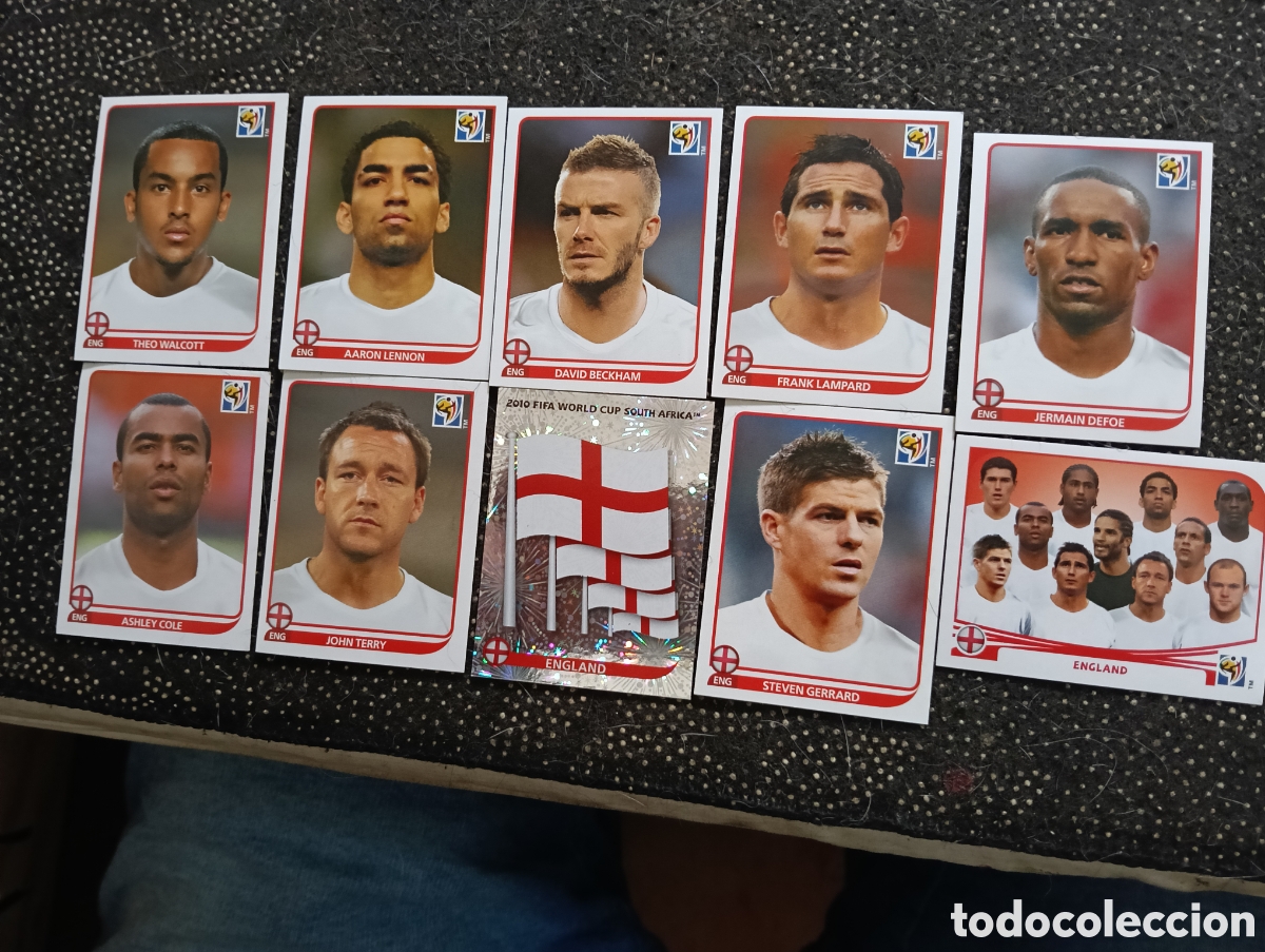 Football Stickers: Lote de 10 cromos Seleccion de Inglaterra mundial 2010