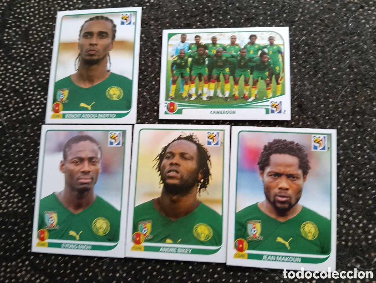 Football Stickers: Lote de 5 cromos Seleccion de Camerun mundial 2010