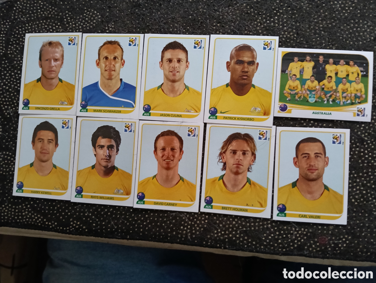 Cromos de f&uacute;tbol: Lote de 10 cromos Seleccion de Australia mundial 2010