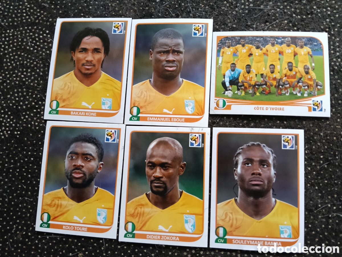 Cromos de f&uacute;tbol: Lote de 6 cromos Seleccion de Costa Marfil mundial 2010