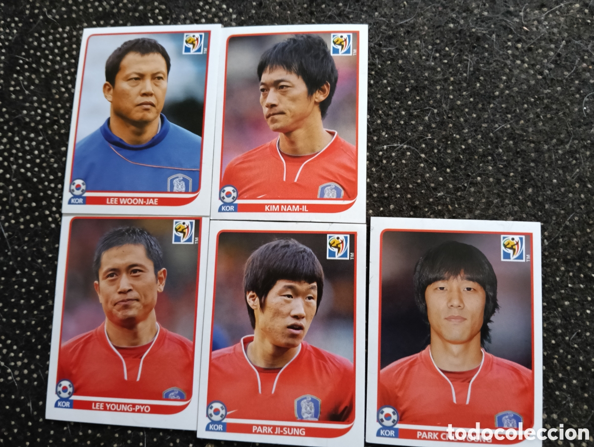 Football Stickers: Lote de 5 cromos Seleccion de Corea del Sur mundial 2010