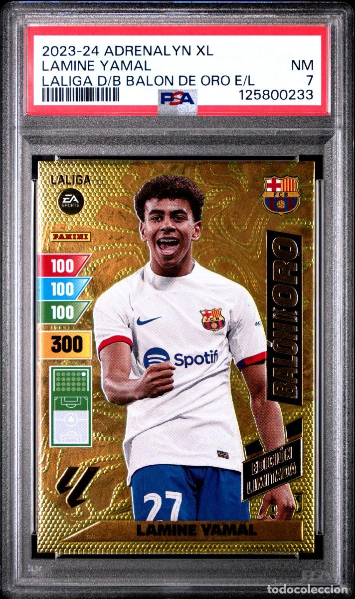Football Stickers: Rookie Lamine Yamal Adrenalyn XL Balon de Oro 2023 24 Panini E.Limitada PSA 7