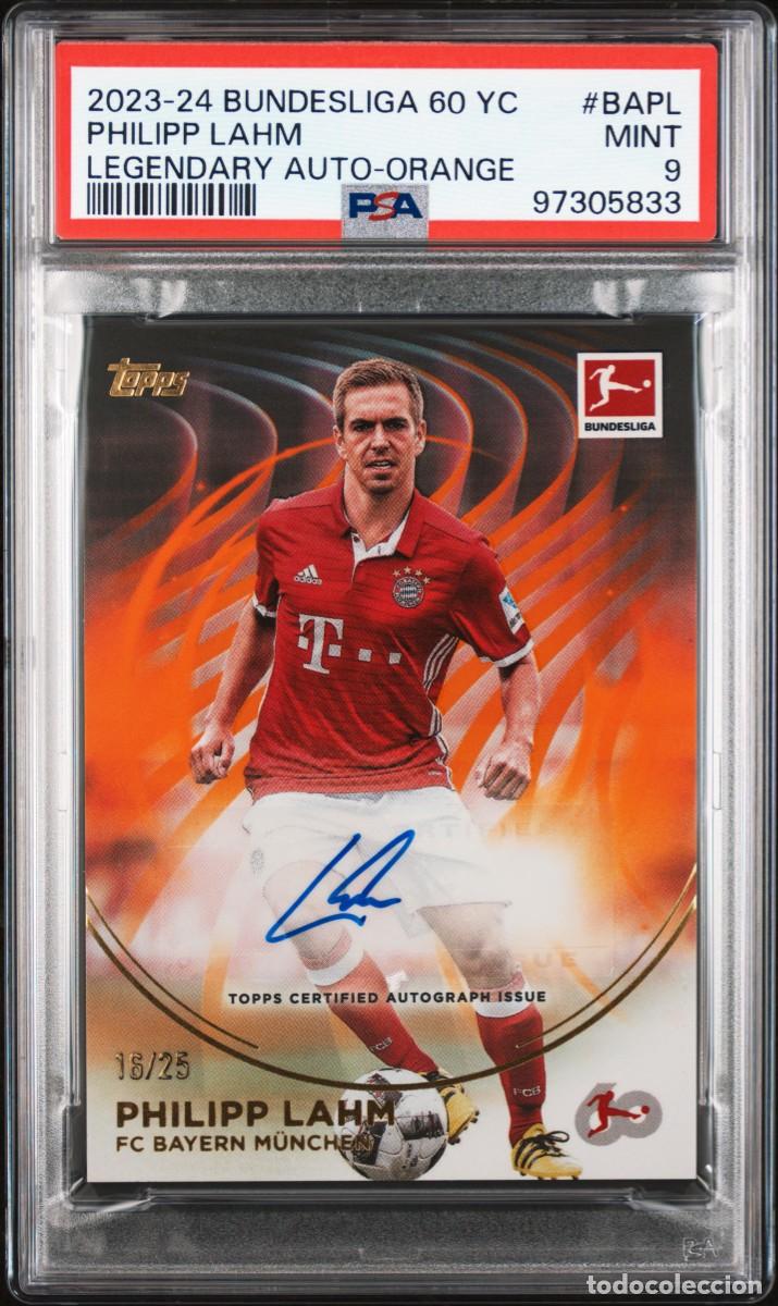 Cromos de f&uacute;tbol: Philipp Lahm #BAPL Bayer Munich Bundesliga Leyendary Auto Orange 2023 24 PSA 9