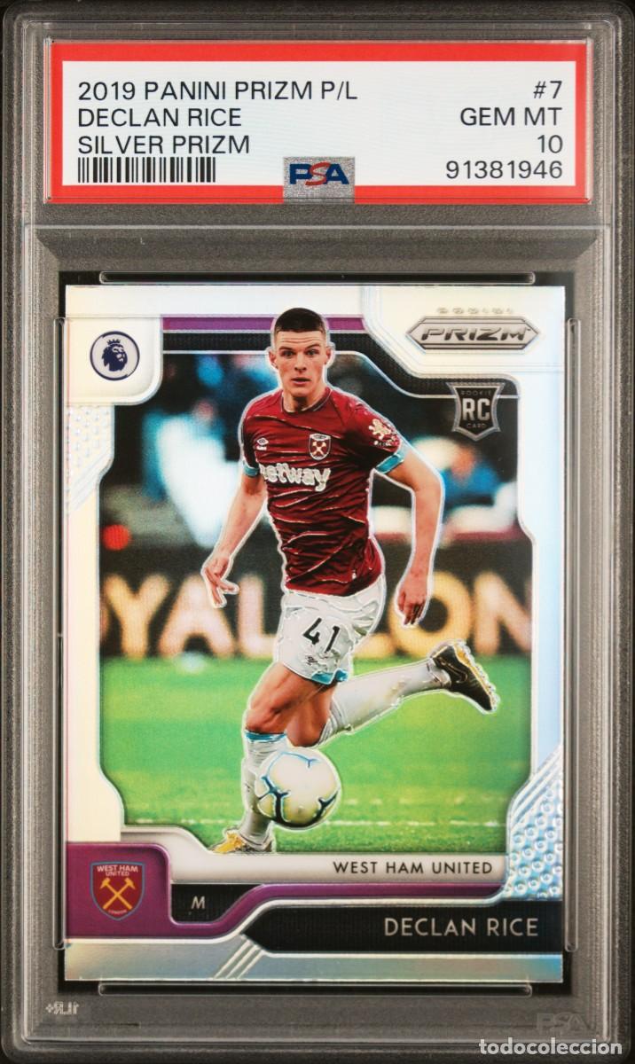 Cromos de f&uacute;tbol: Rookie Declan Rice #7 West Ham United Panini Primz SIlver Prizm 2019 20 PSA 10