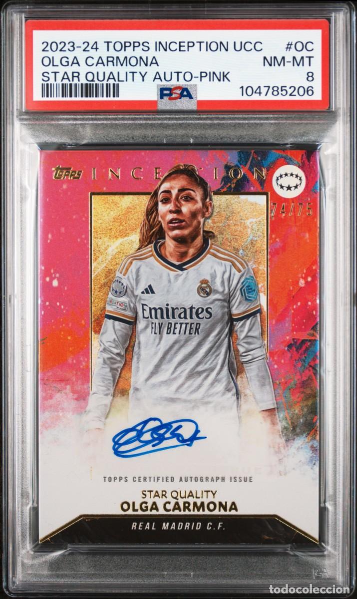 Cromos de f&uacute;tbol: Olga Carmona #OC 74/75 Real Madrid Topps Inception Auto Pink 2023 24 PSA 8