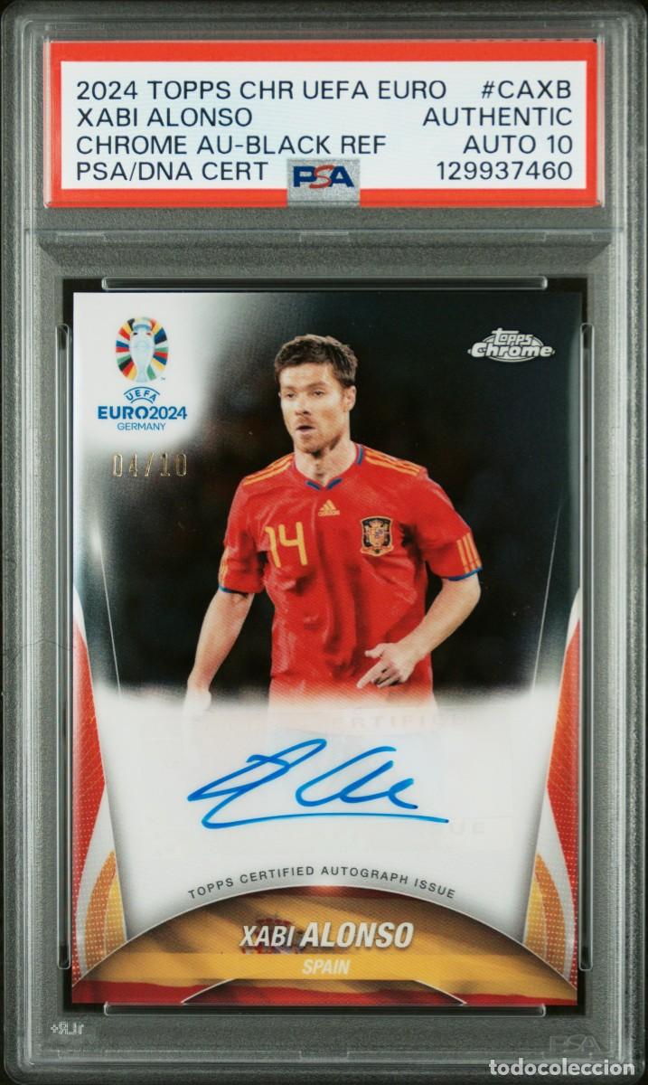 Cartes &agrave; collectionner de Football: Xabi Alonso #CAXB 04/10 Espa&ntilde;a Topps Chrome Black Refractor EURO 2024 AUTO 10