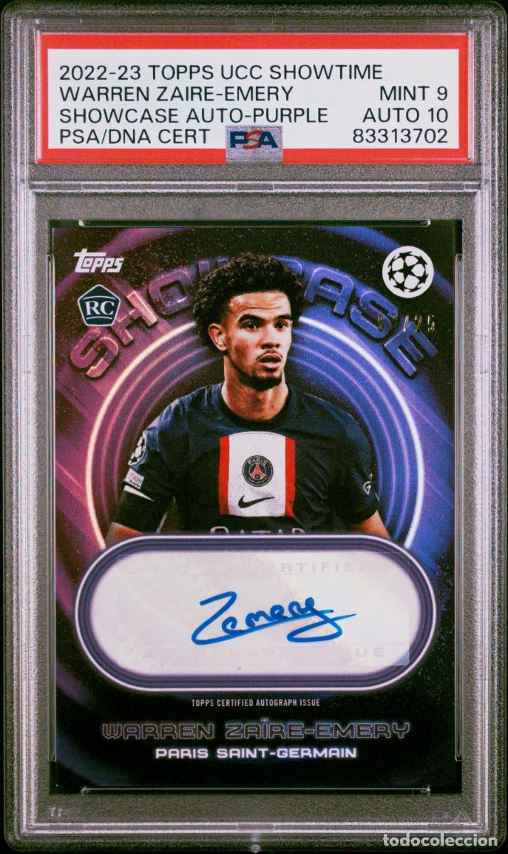 Cromos de f&uacute;tbol: Rookie Warren Zaire Emery 03/25 PSG Topps Showcase Purple 2022 23 AUTO 10