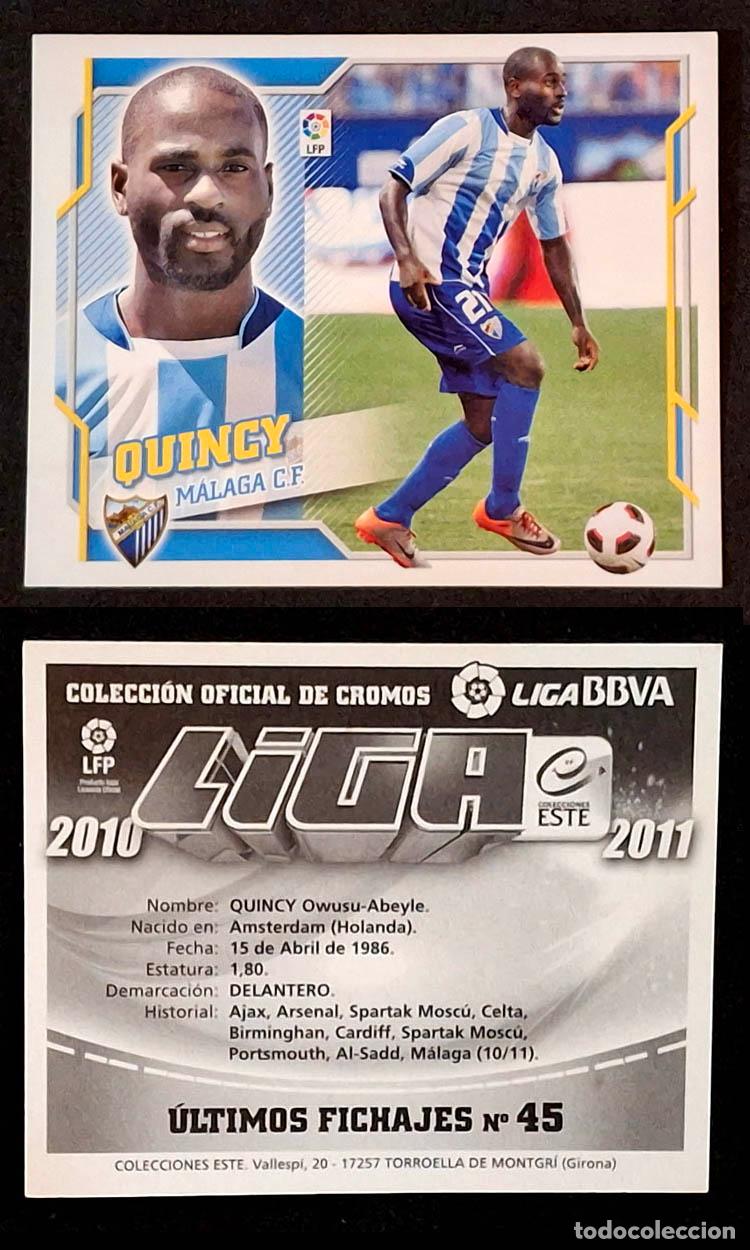 Cromos de Futebol: Ultimos Fichajes 45, QUINCY, MALAGA 2010-2011 Liga Colecciones Este