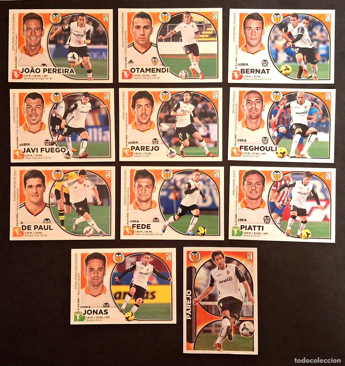 Cromos de f&uacute;tbol: VALENCIA 11 cromos 2014-2015 Liga Colecciones Este