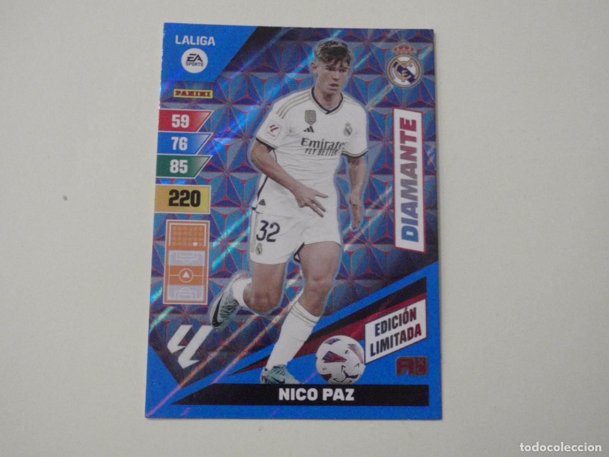 Cromos de f&uacute;tbol: NICO PAZ Real Madrid DIAMANTE EDICI&Oacute;N LIMITADA Trading card LIGA Adrenalyn XL 2023 2024 Panini 23 24