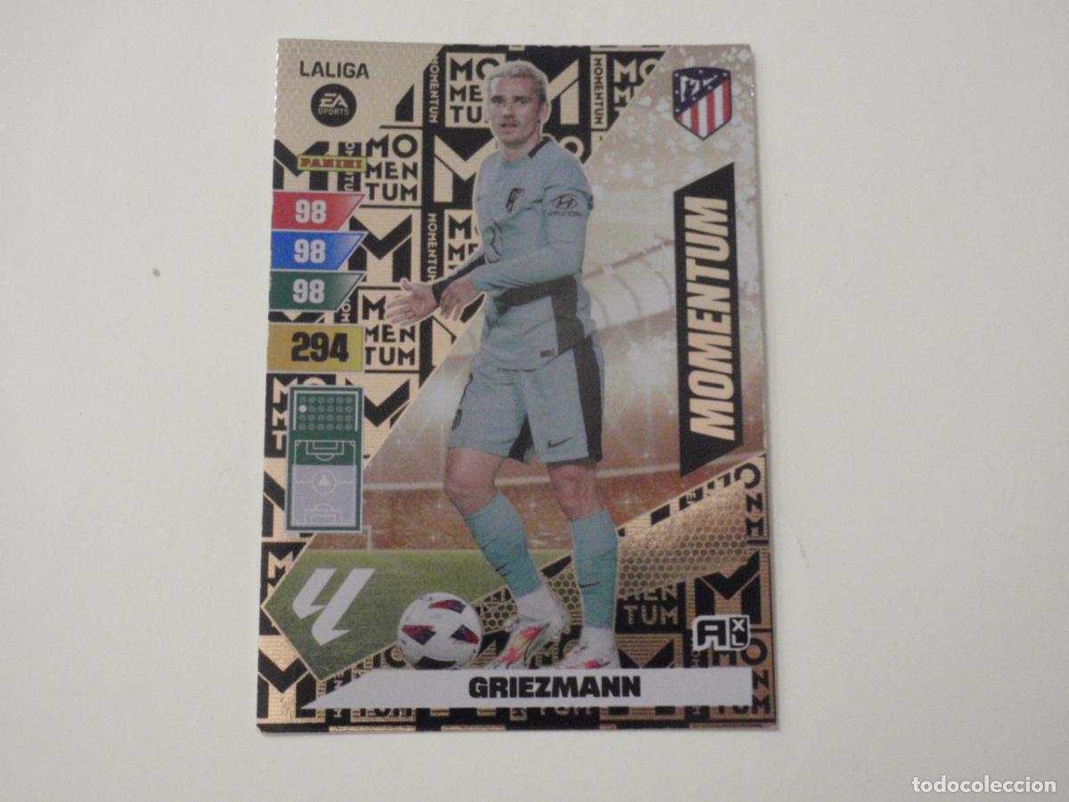Cromos de f&uacute;tbol: GRIEZMANN Atl&eacute;tico MOMENTUM. Trading card LIGA Adrenalyn XL 2023 2024. Panini 23 24