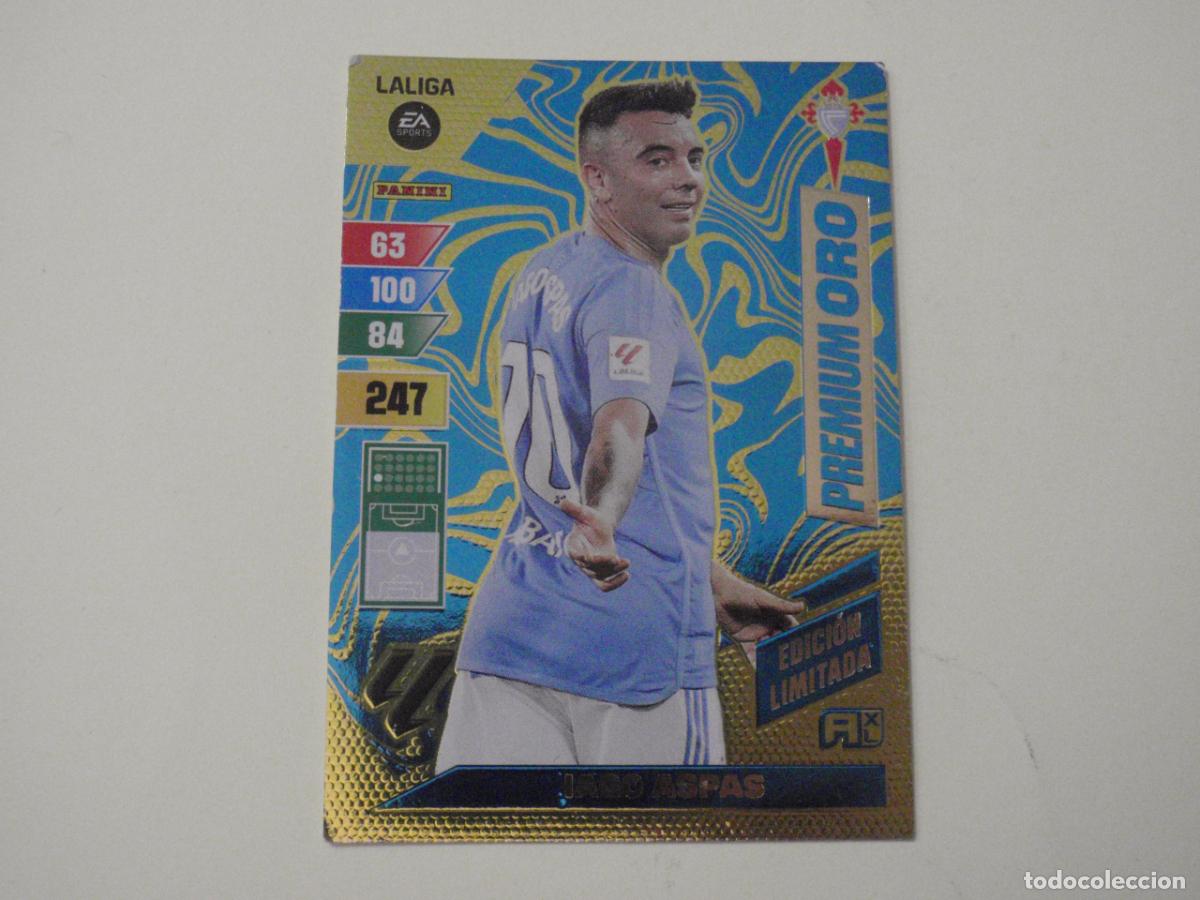 Cromos de Futebol: IAGO ASPAS PREMIUM ORO EDICI&Oacute;N LIMITADA. Trading card LIGA Adrenalyn XL 2023 2024. Panini 23 24