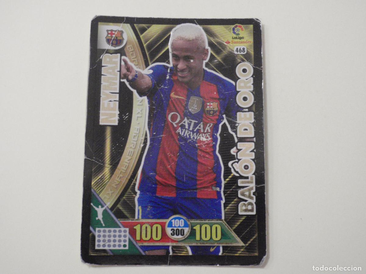 Cromos de f&uacute;tbol: 468 NEYMAR BAL&Oacute;N DE ORO en mal estado. Trading card Adrenalyn Liga 2016 2017 Panini 16 17