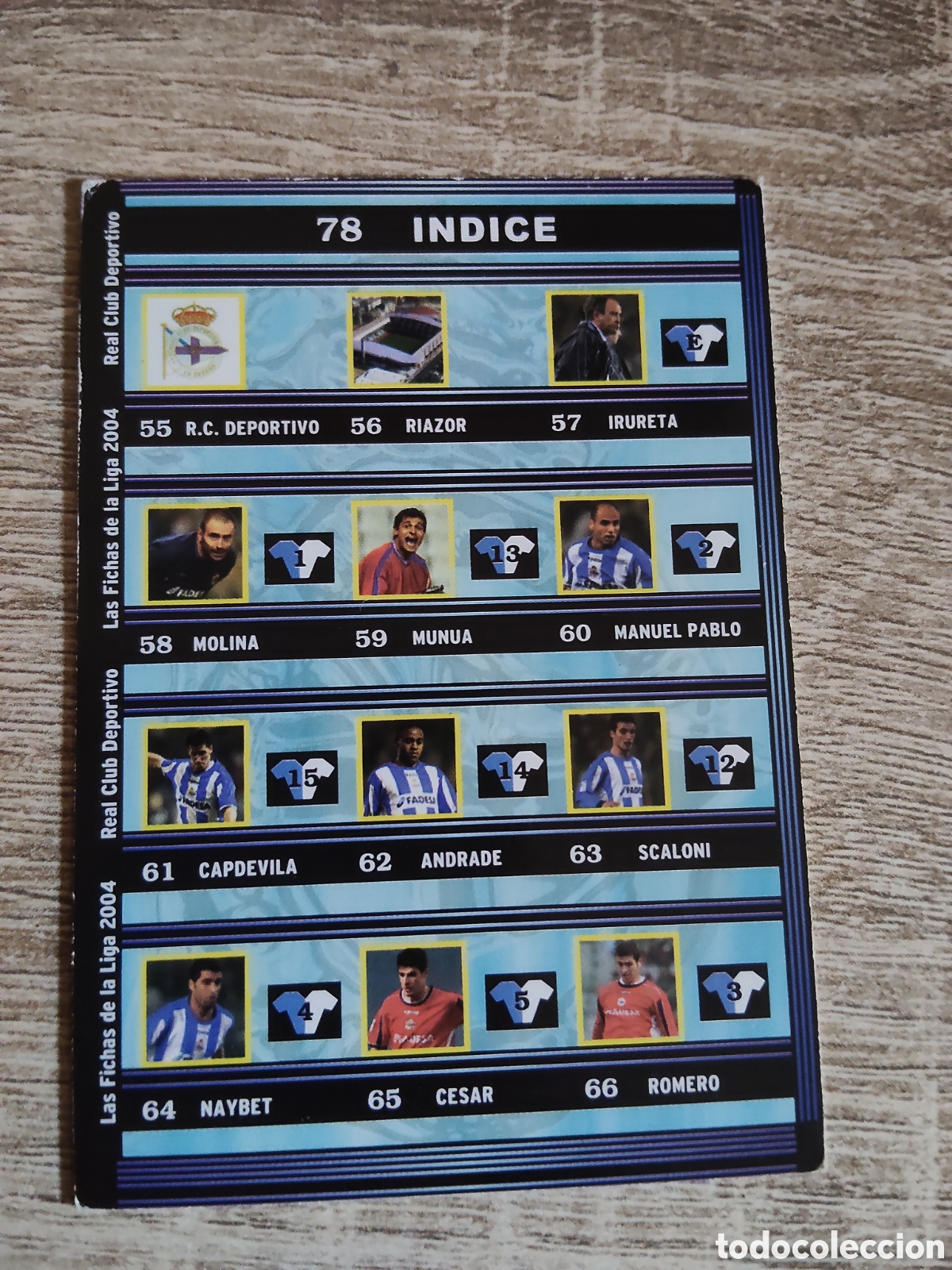 Cromos de f&uacute;tbol: Mundicromo las fichas de la liga 2004 78 &Iacute;ndice Deportivo de la Coru&ntilde;a