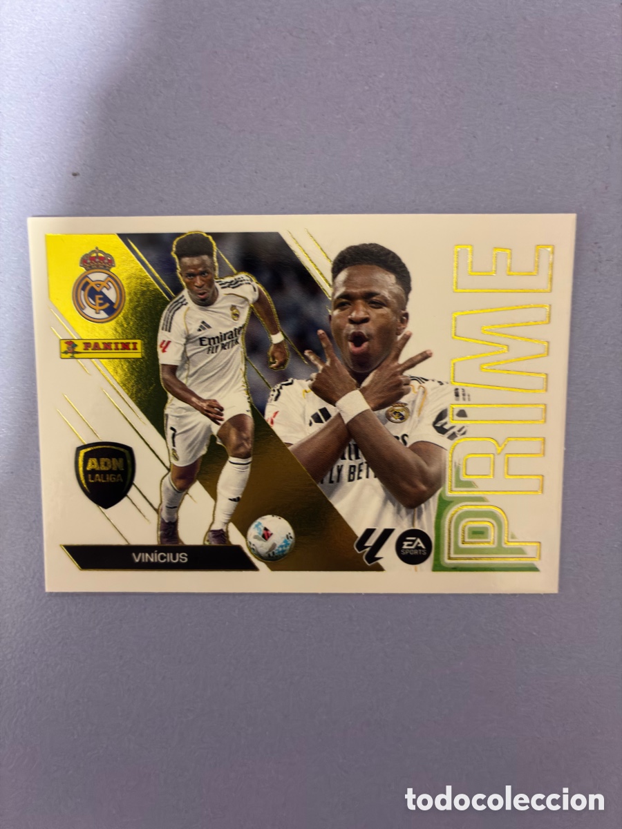 Figurine di Calcio: Cromo Vin&iacute;cius Jr. ADN LaLiga / PRIME N&ordm; 15 - Liga Este 2026-27 Panini (Especial Dorado, Sin Pegar)