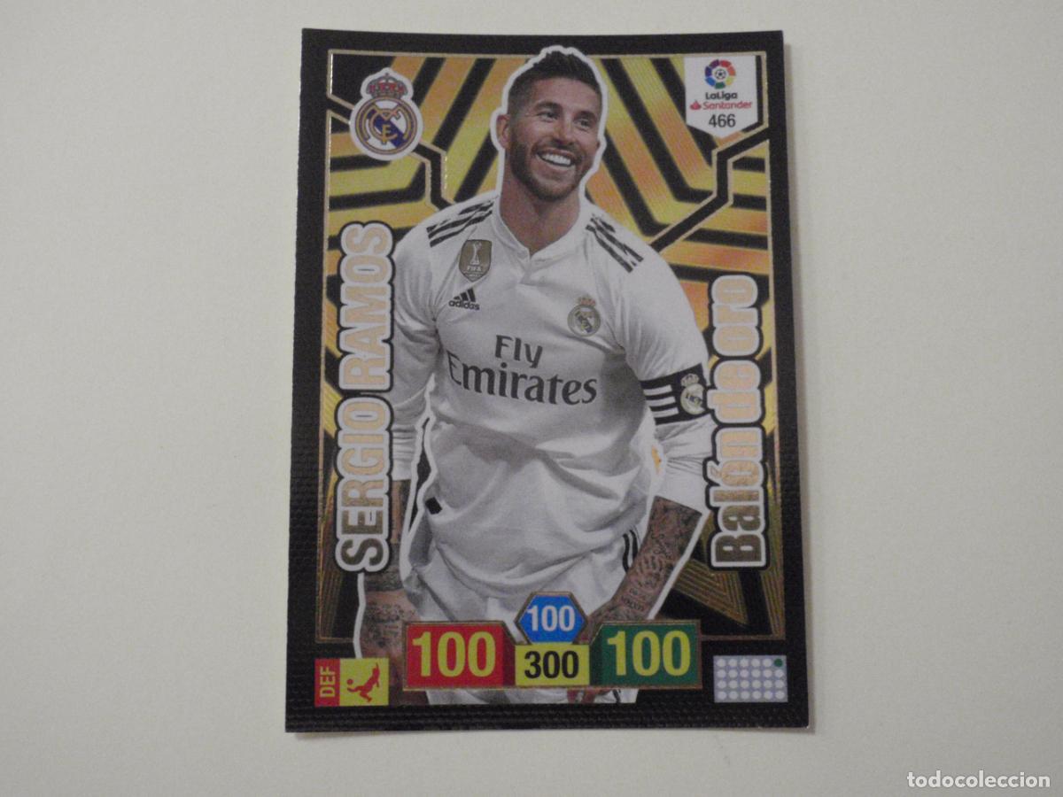 Cromos de f&uacute;tbol: 466 SERGIO RAMOS Real Madrid BAL&Oacute;N DE ORO. Trading card Adrenalyn Liga 2018 2019 Panini 18 19