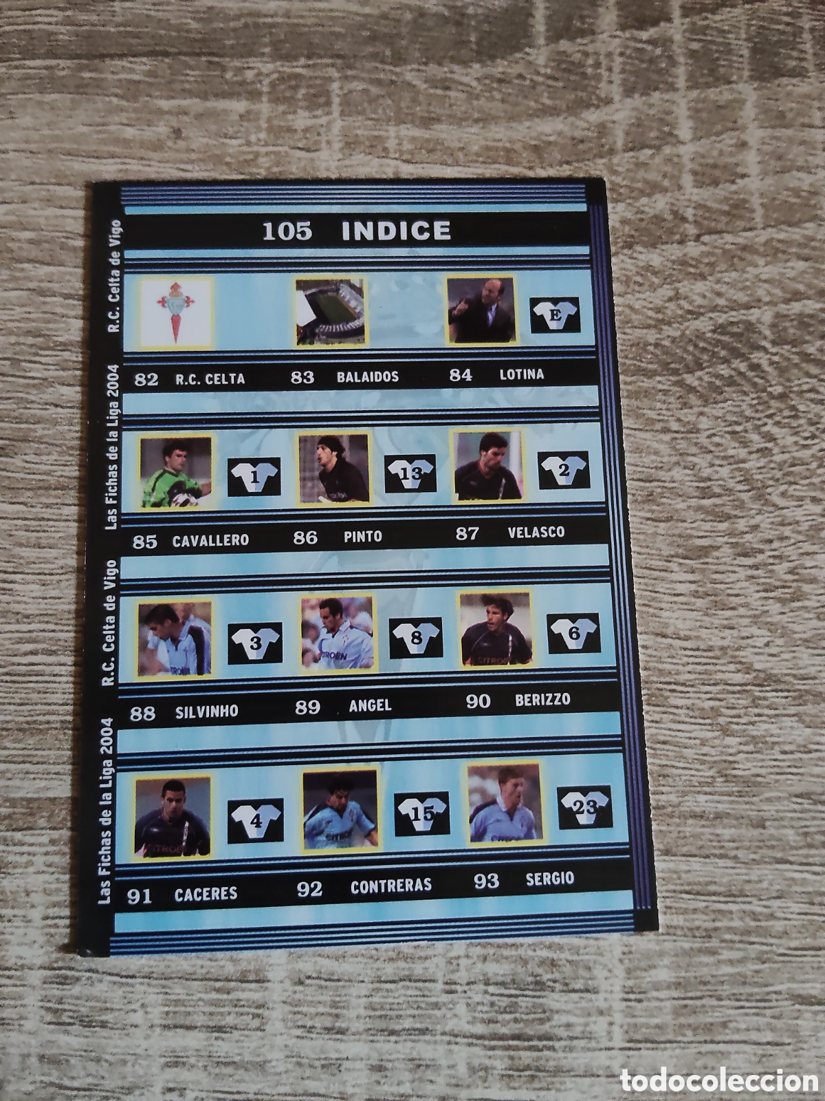Cromos de f&uacute;tbol: Mundicromo las fichas de la liga 2004 105 &Iacute;ndice Celta de Vigo