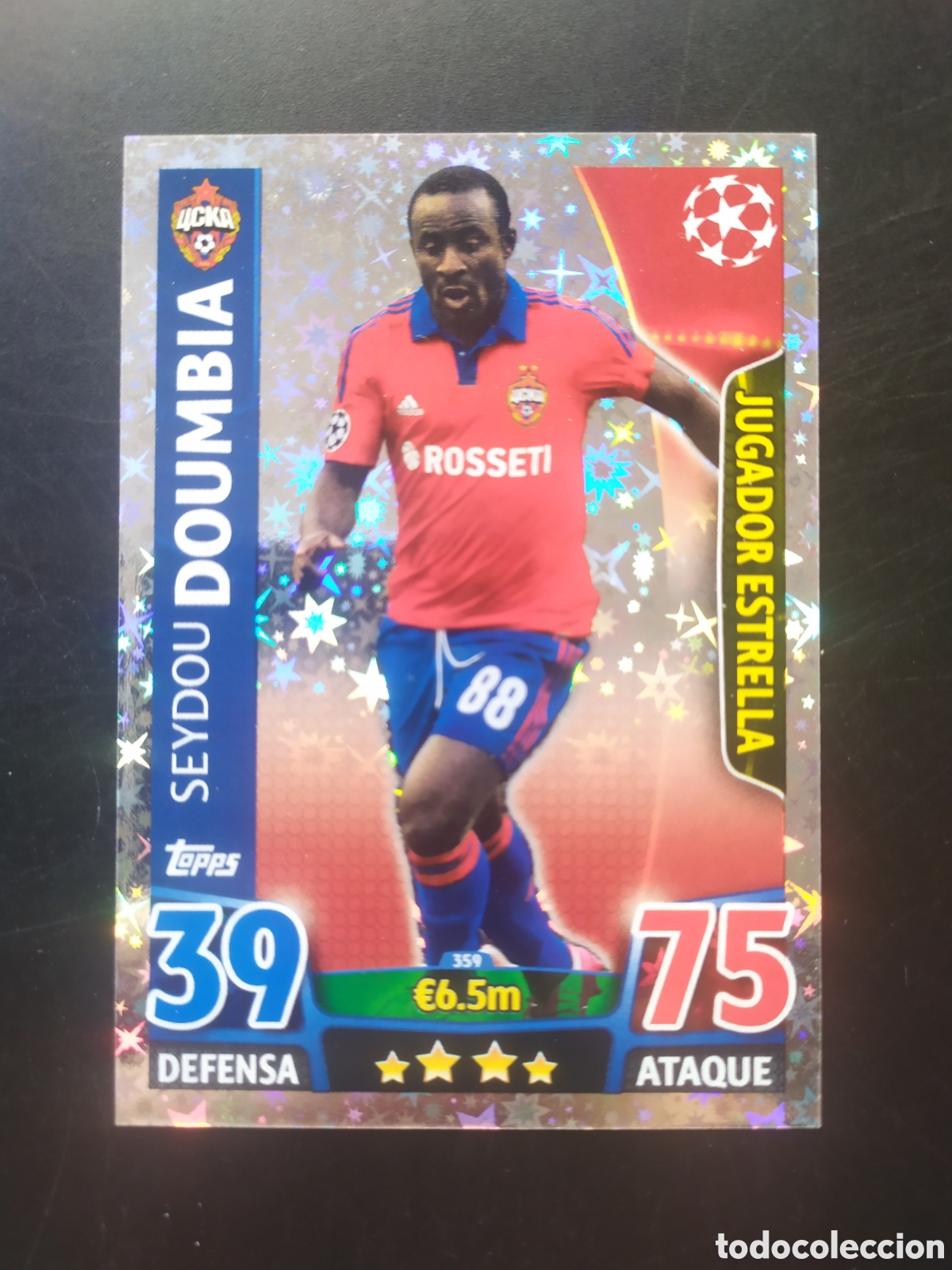 Football Stickers: UEFA Champions match attax topps 2015 2016 15 16 Doumbia jugador estrella n&deg; 359 CSKA Moscu