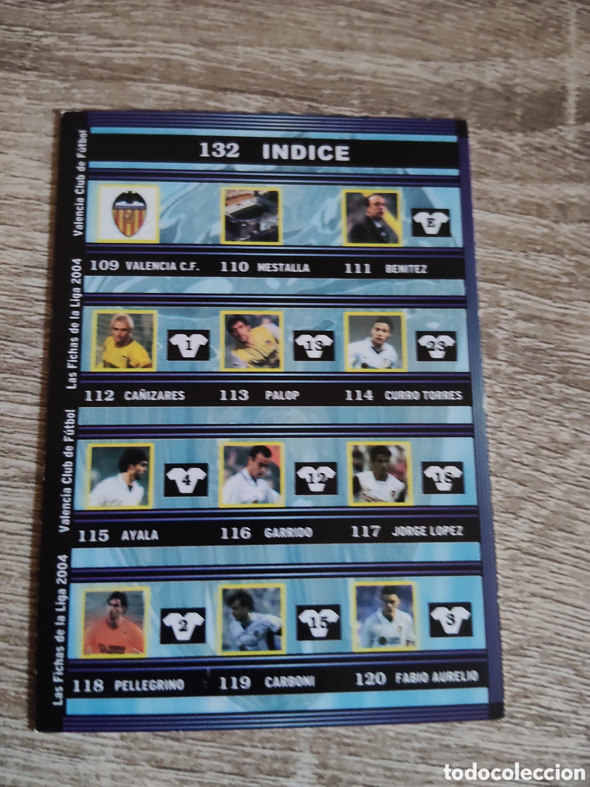 Figurine di Calcio: Mundicromo las fichas de la liga 2004 133 &Iacute;ndice Valencia