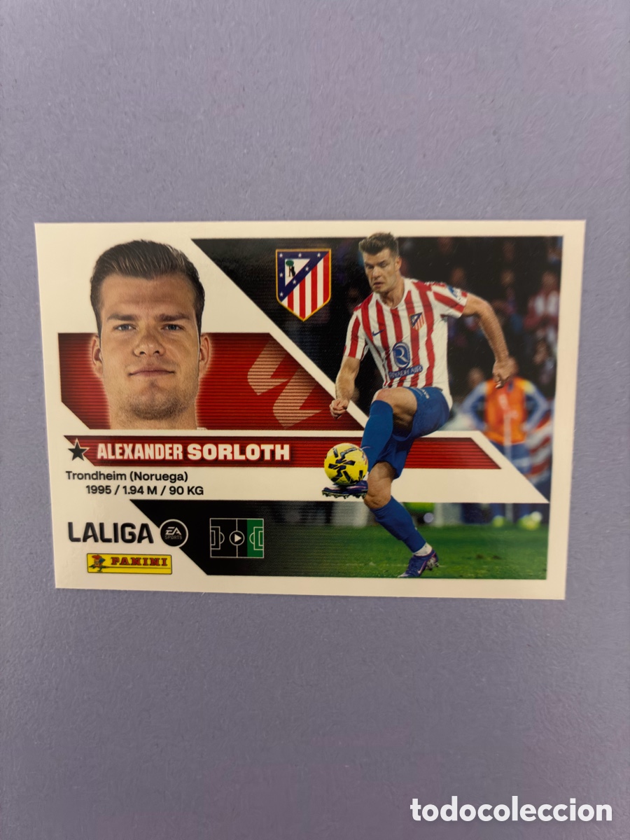 Cromos de f&uacute;tbol: Cromo Alexander Sorloth (Atl&eacute;tico de Madrid) N&ordm; 19 - Colecci&oacute;n Este LIGA 2026-27 Panini (Sin Pegar)