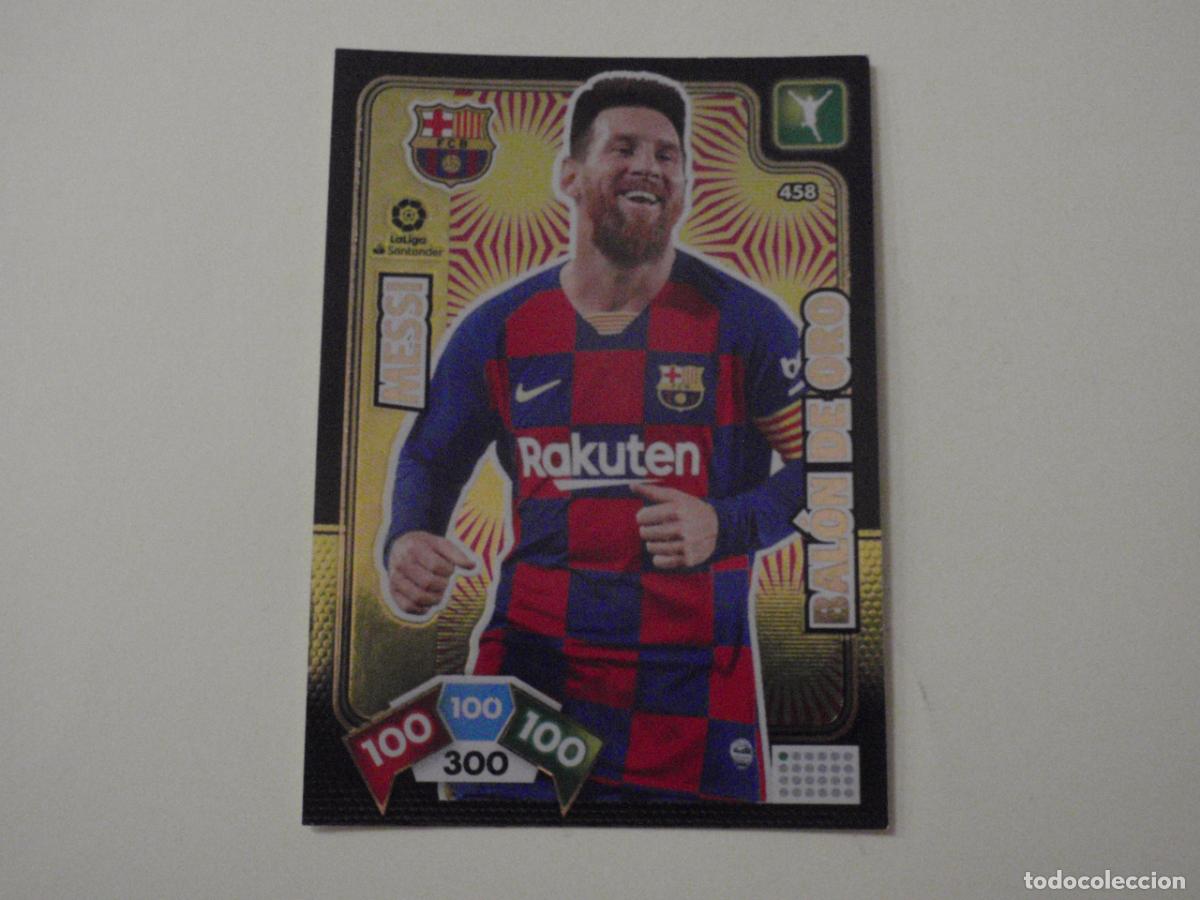 Cromos de f&uacute;tbol: Carta 458 MESSI Barcelona BALON DE ORO. Trading card Adrenalyn Liga 2019 2020. Panini 19 20