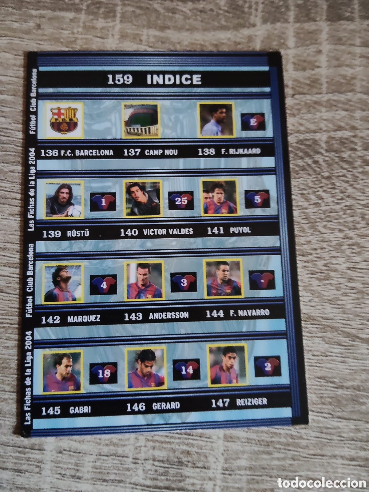 Cartes &agrave; collectionner de Football: Mundicromo las fichas de la liga 2004 159 &Iacute;ndice Barcelona