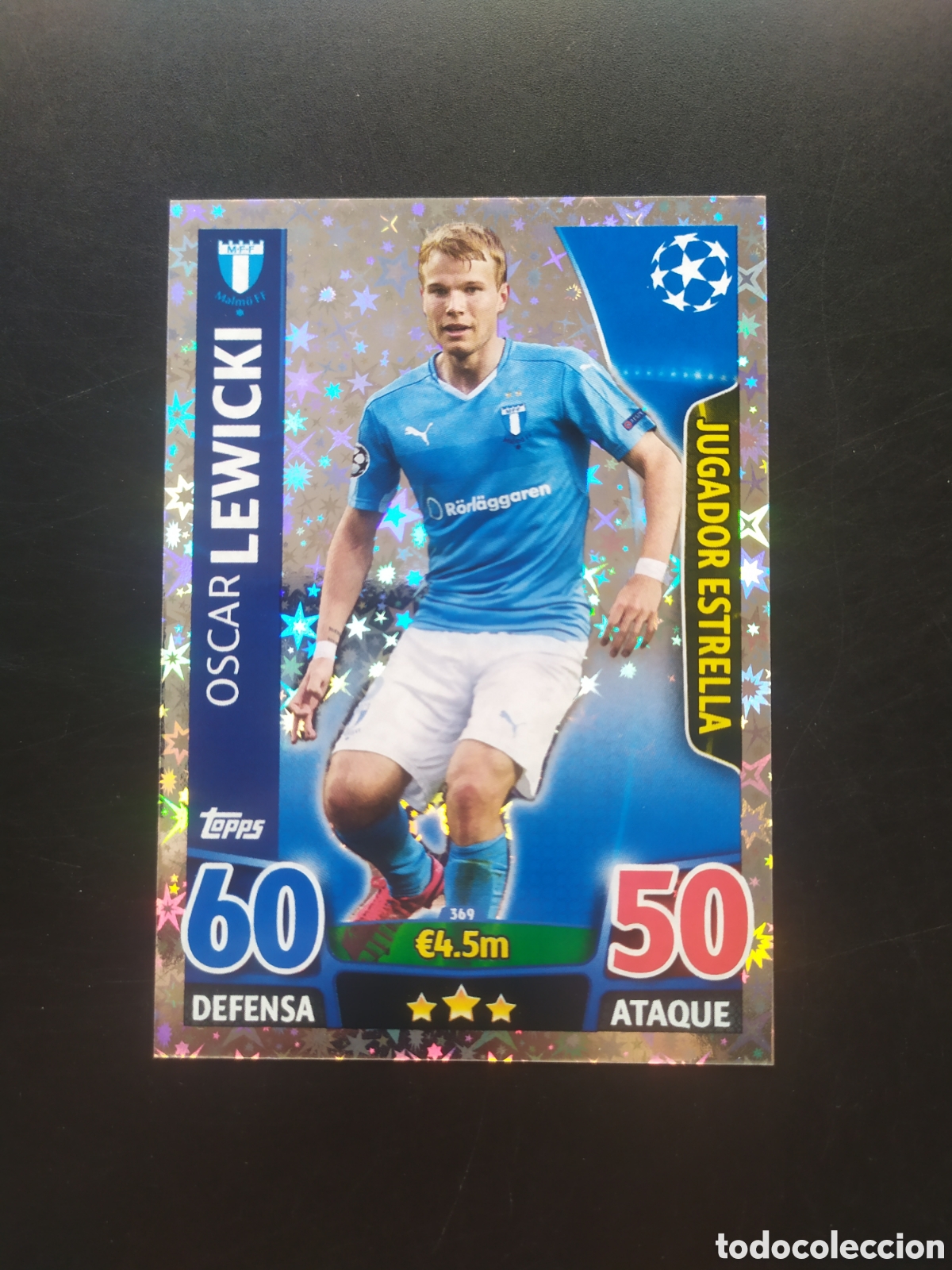 Cromos de f&uacute;tbol: UEFA Champions match attax topps 2015 2016 15 16 Lewicki jugador estrella n&deg; 369 Malmo FF
