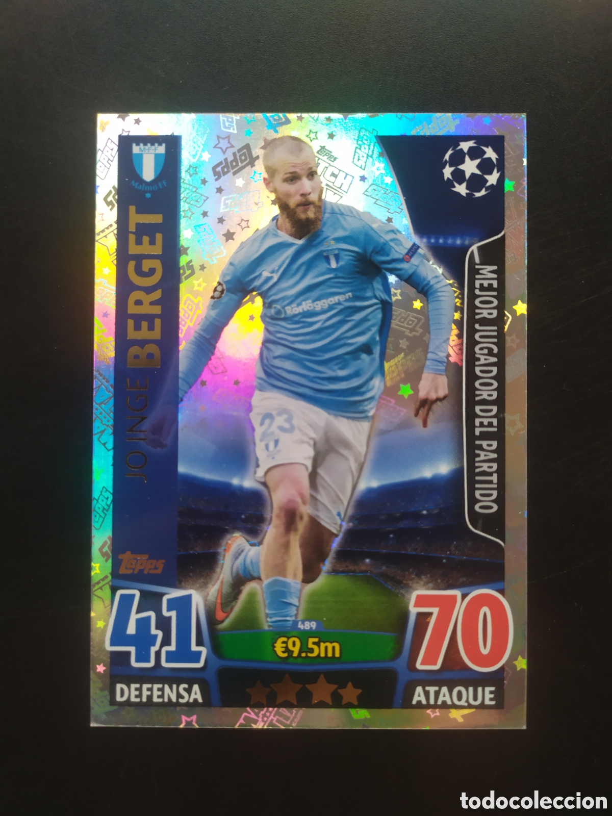 Cromos de f&uacute;tbol: UEFA Champions match attax topps 2015 2016 15 16 Berget mejor jugador partido n&deg; 489 Malmo FF