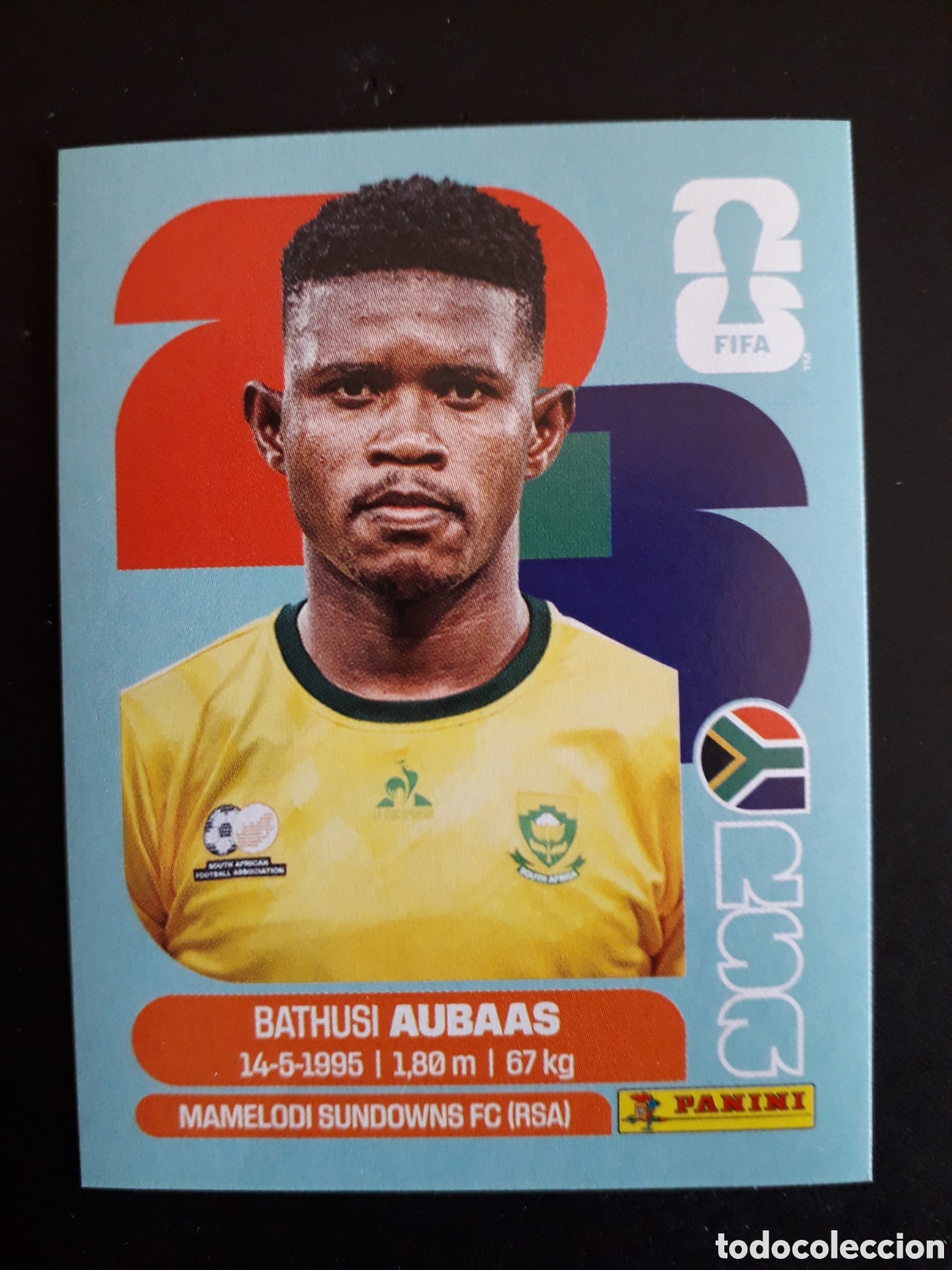 Cromos de Futebol: AUBAAS SUD&Aacute;FRICA RSA 14 MUNDIAL F&Uacute;TBOL 2026 FIFA WORLD CUP PANINI SIN PEGAR PEDIDO M&Iacute;NIMO 3&euro;