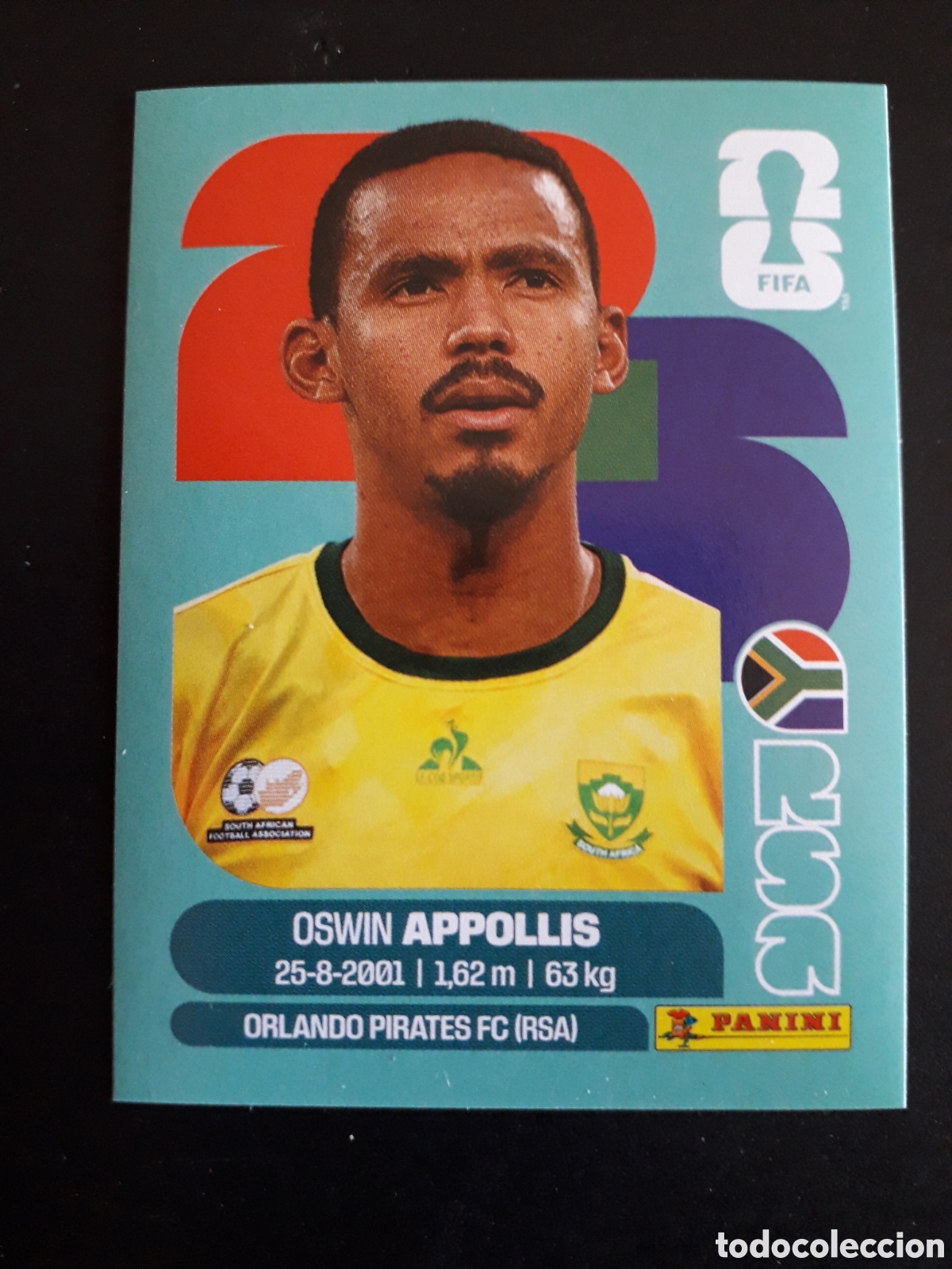 Cromos de Futebol: APPOLLIS SUD&Aacute;FRICA RSA 20 MUNDIAL F&Uacute;TBOL 2026 FIFA WORLD CUP PANINI SIN PEGAR PEDIDO M&Iacute;NIMO 3&euro;