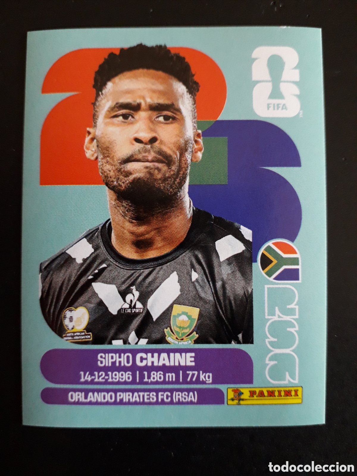 Cromos de f&uacute;tbol: CHAINE SUD&Aacute;FRICA RSA 3 MUNDIAL F&Uacute;TBOL 2026 FIFA WORLD CUP PANINI SIN PEGAR PEDIDO M&Iacute;NIMO 3&euro;.