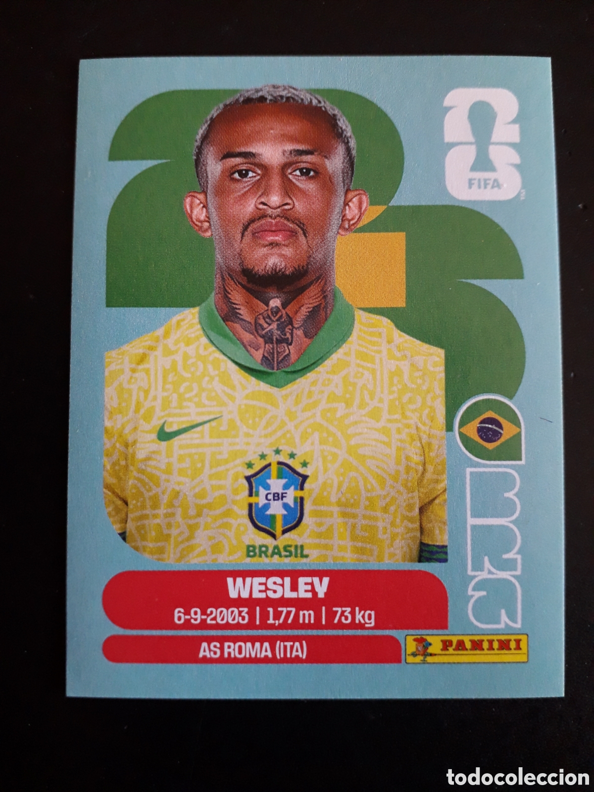 Cromos de f&uacute;tbol: WESLEY BRASIL BRA 8 MUNDIAL F&Uacute;TBOL 2026 FIFA WORLD CUP PANINI SIN PEGAR PEDIDO M&Iacute;NIMO 3&euro;.