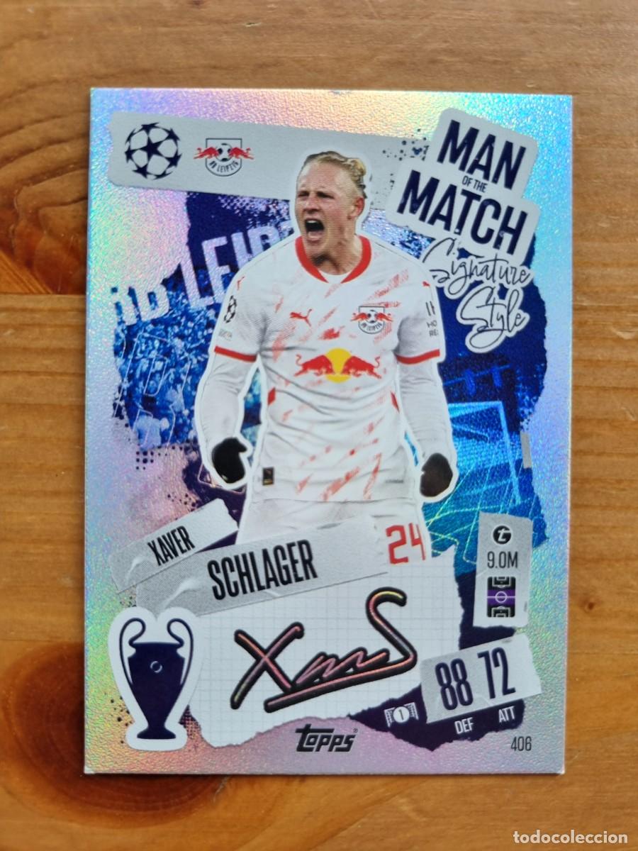 Cromos de f&uacute;tbol: 406 SCHLAGER (RB Leipzig) MAN OF THE MATCH. Match Attax 2024 2025 24 25 (Topps)