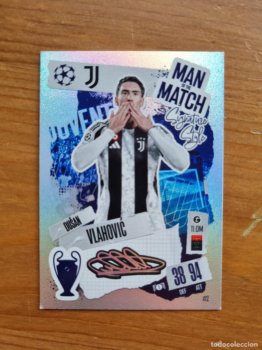Cromos de f&uacute;tbol: 412 Dusan VLAHOVIC (Juventus) MAN OF THE MATCH. Match Attax 2024 2025 24 25 (Topps)