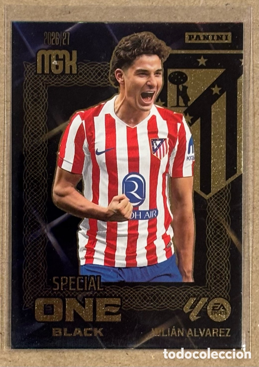 Cromos de f&uacute;tbol: JULI&Aacute;N &Aacute;LVAREZ(ATL&Eacute;TICO MADRID). CARTA SPECIAL ONE BLACK PANINI MEGACRACKS MGK 2026/27