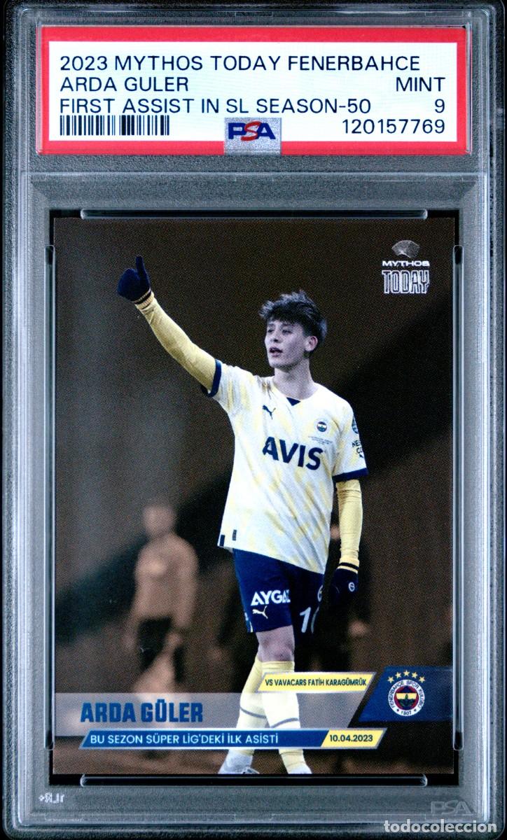 Cromos de f&uacute;tbol: RC Arda Guler Fenerbah&ccedil;e Spor Kul&uuml;b&uuml; Mythos Firts Assist Season 50 2022 PSA 9