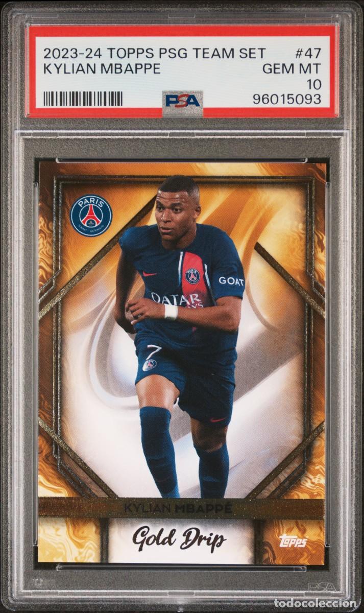 Figurine di Calcio: Kylian Mbappe #47 Topps Paris Saint Germain Team Set Gold Trip 2023 2024 PSA 10