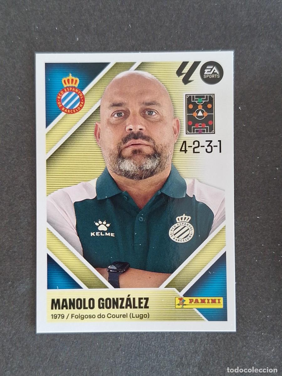 Cromos de f&uacute;tbol: L1 MANOLO GONZALEZ ENTRENADOR R. C. D. ESPA&Ntilde;OL LIGA ESTE 2026 2027 26 27 NUNCA PEGADO SIN PEGAR