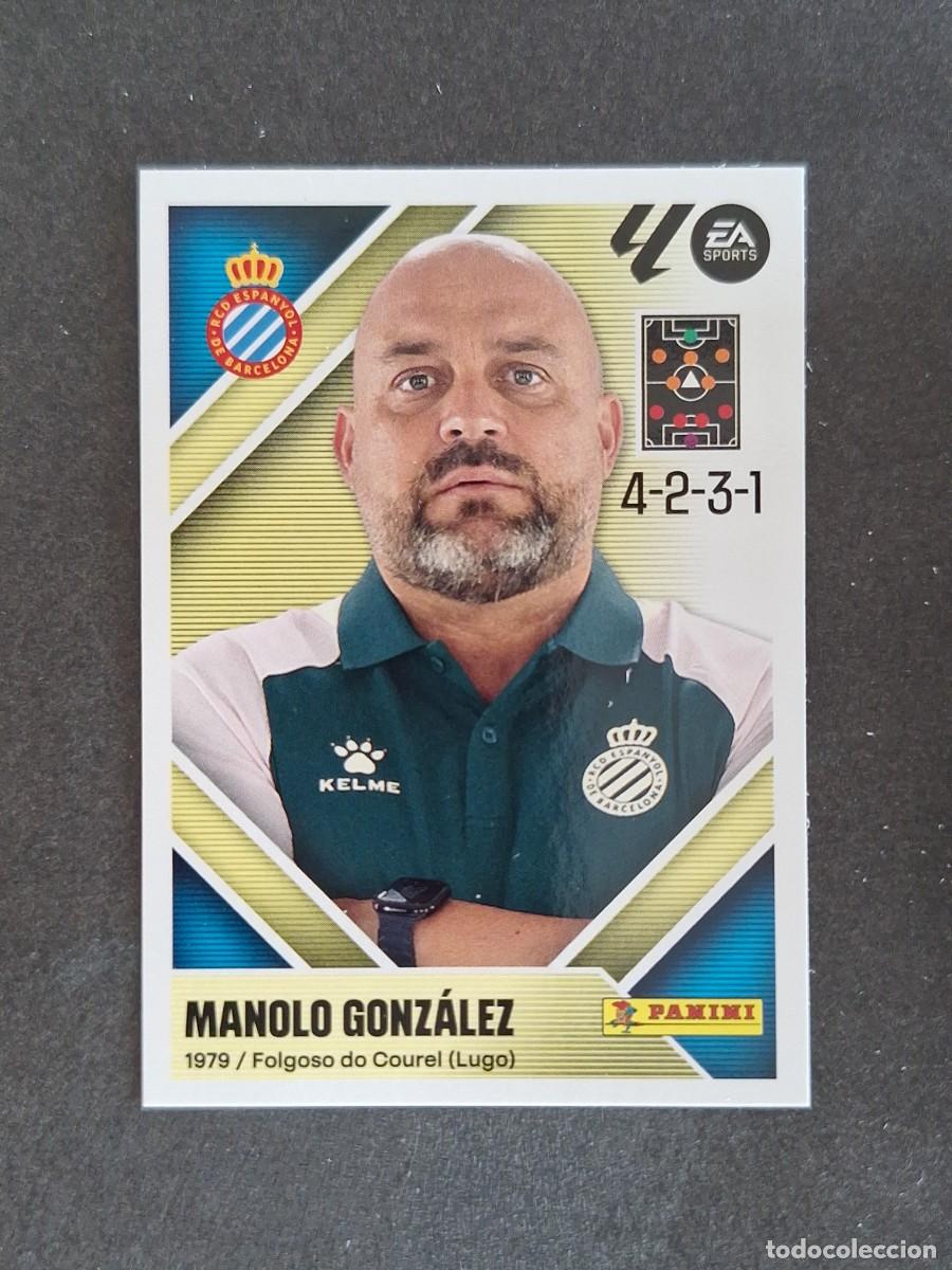 Cromos de f&uacute;tbol: L1 MANOLO GONZALEZ ENTRENADOR R. C. D. ESPA&Ntilde;OL LIGA ESTE 2026 2027 26 27 NUNCA PEGADO SIN PEGAR