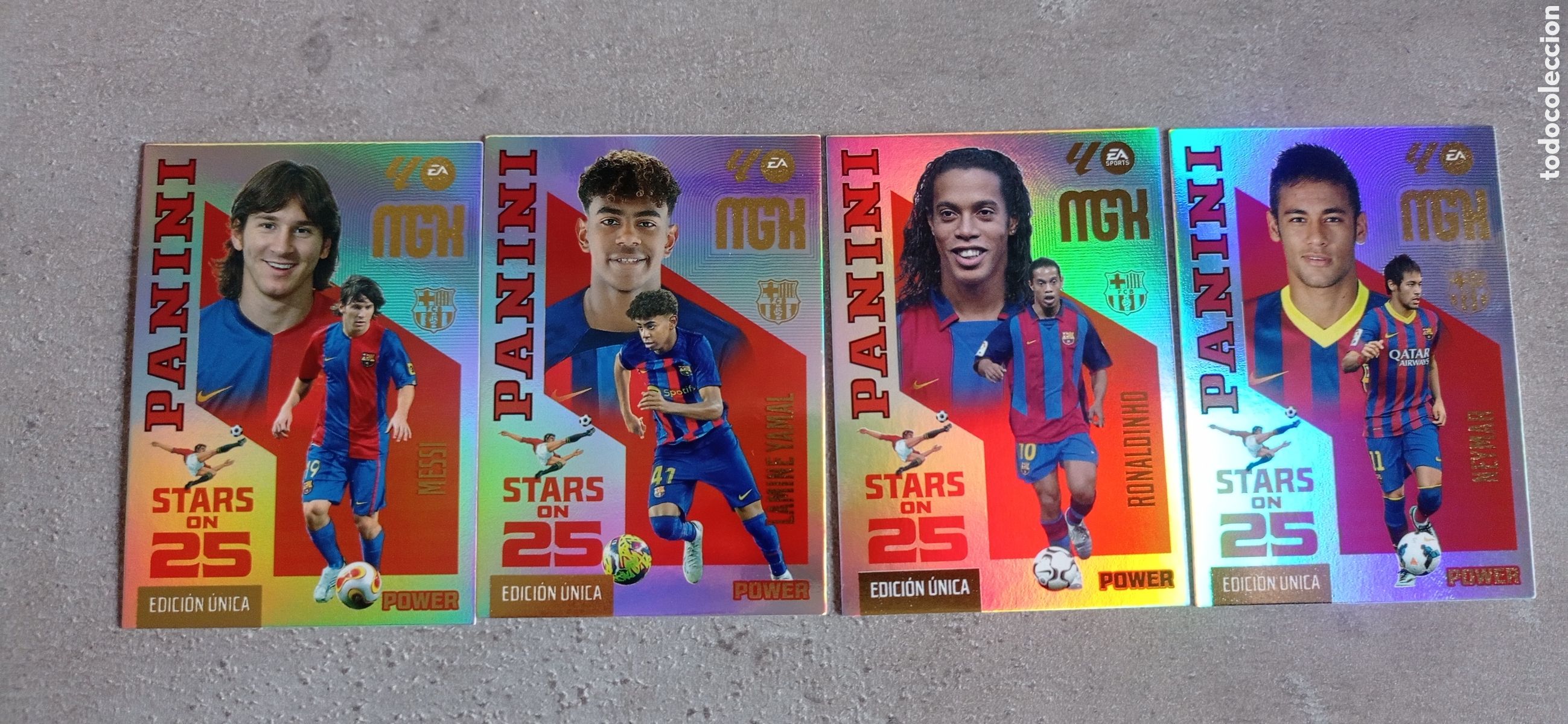 Cromos de f&uacute;tbol: 8 CARDS FC BARCELONA MESSI LAMINE YAMAL ...STARS ON 25 POWER MGK 2026/27 MEGACRACKS 2026 2027