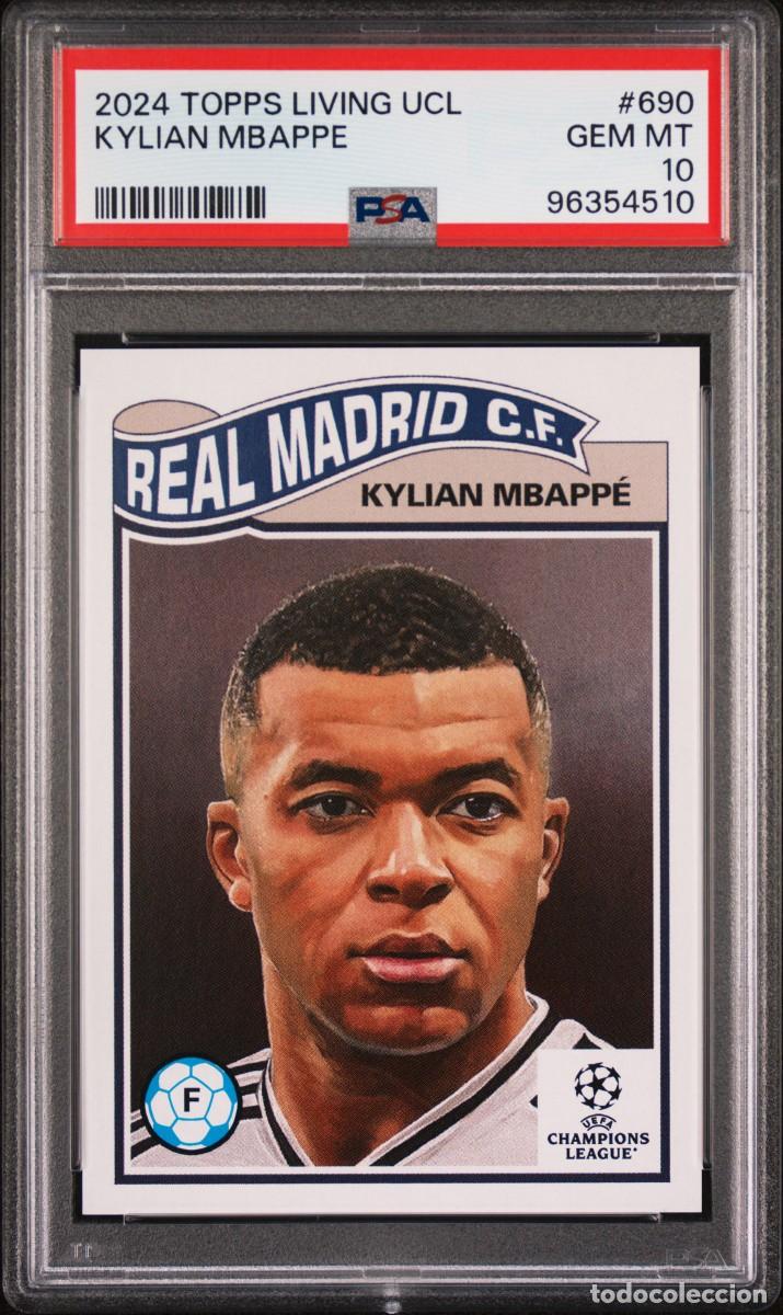 Cromos de f&uacute;tbol: Kylian Mbappe #690 Real Madrid Topps Living UCL 2024 PSA 10
