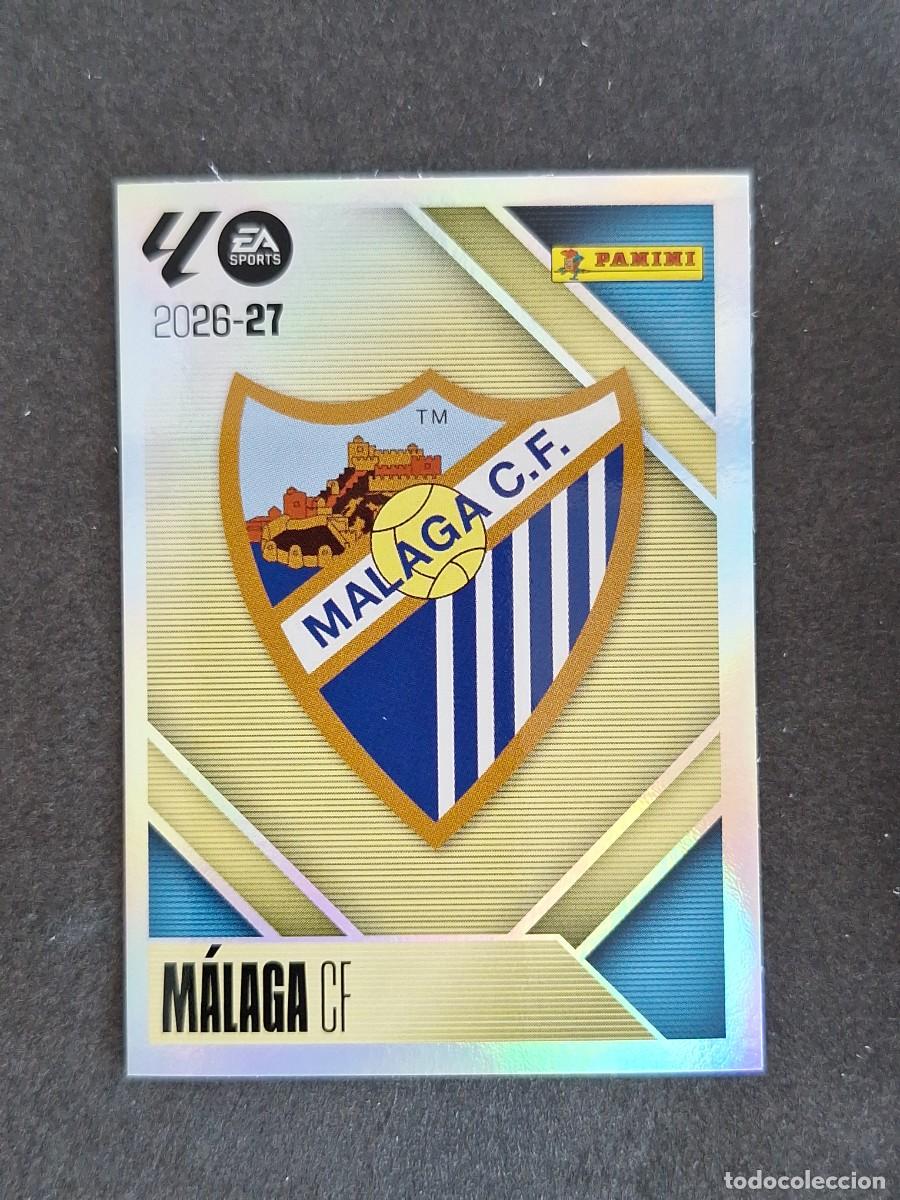 Cromos de f&uacute;tbol: L1 ESCUDO MALAGA C. F. LIGA ESTE 2026 2027 26 27 NUNCA PEGADO SIN PEGAR