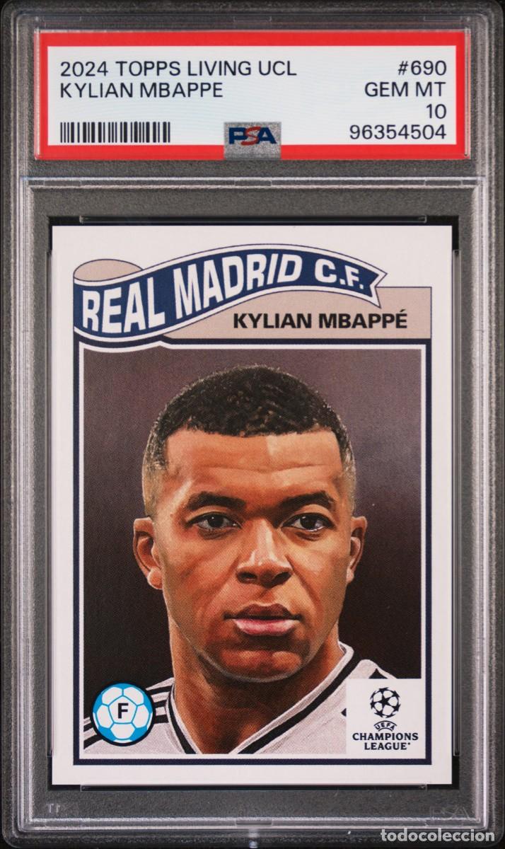 Cromos de f&uacute;tbol: Kylian Mbappe #690 Real Madrid Topps Living UCL 2024 PSA 10