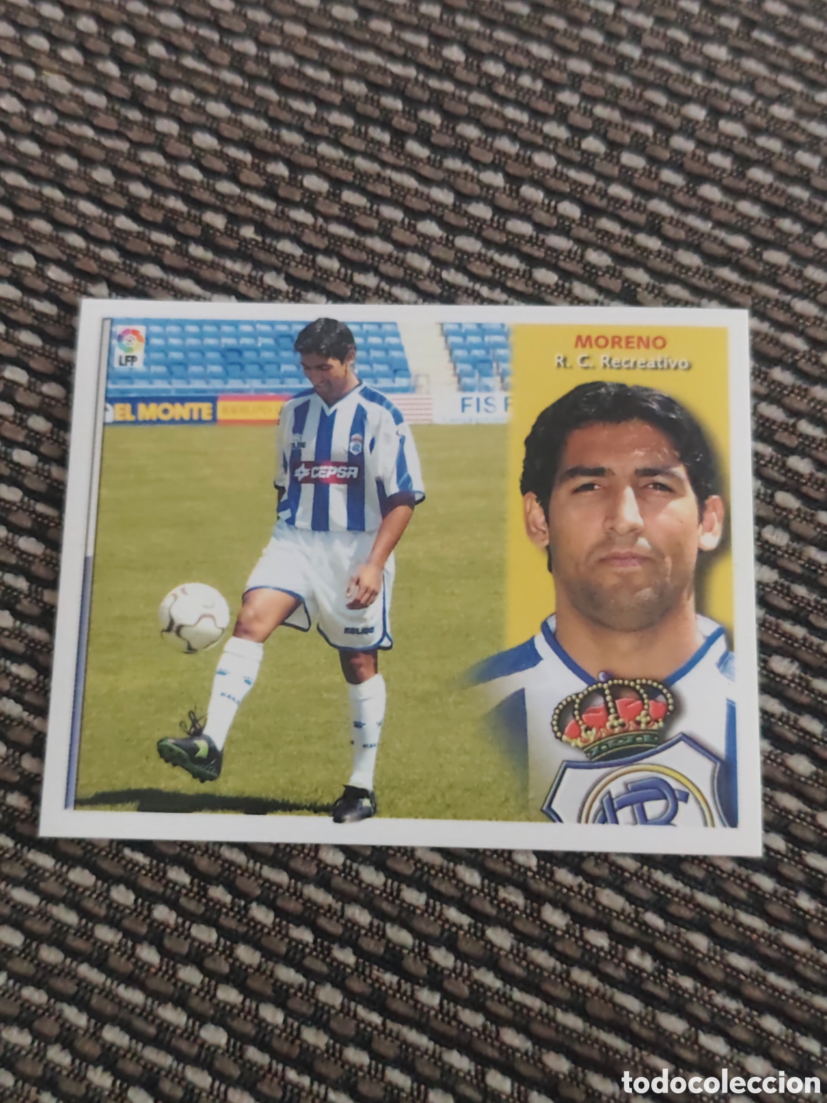 Cromos de f&uacute;tbol: BAJA MORENO RECREATIVO HUELVA EDICIONES ESTE 2002 2003